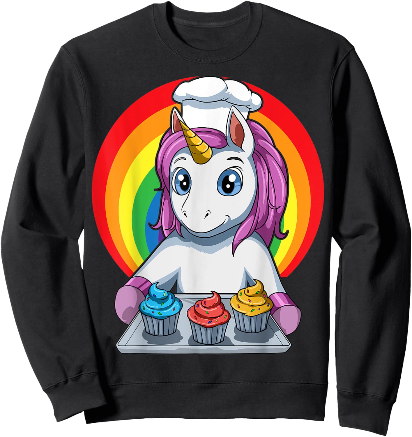 Unicorn Cupcake Unicorn Baking Cupcakes Sweatshirt - Sweatshirt | Black