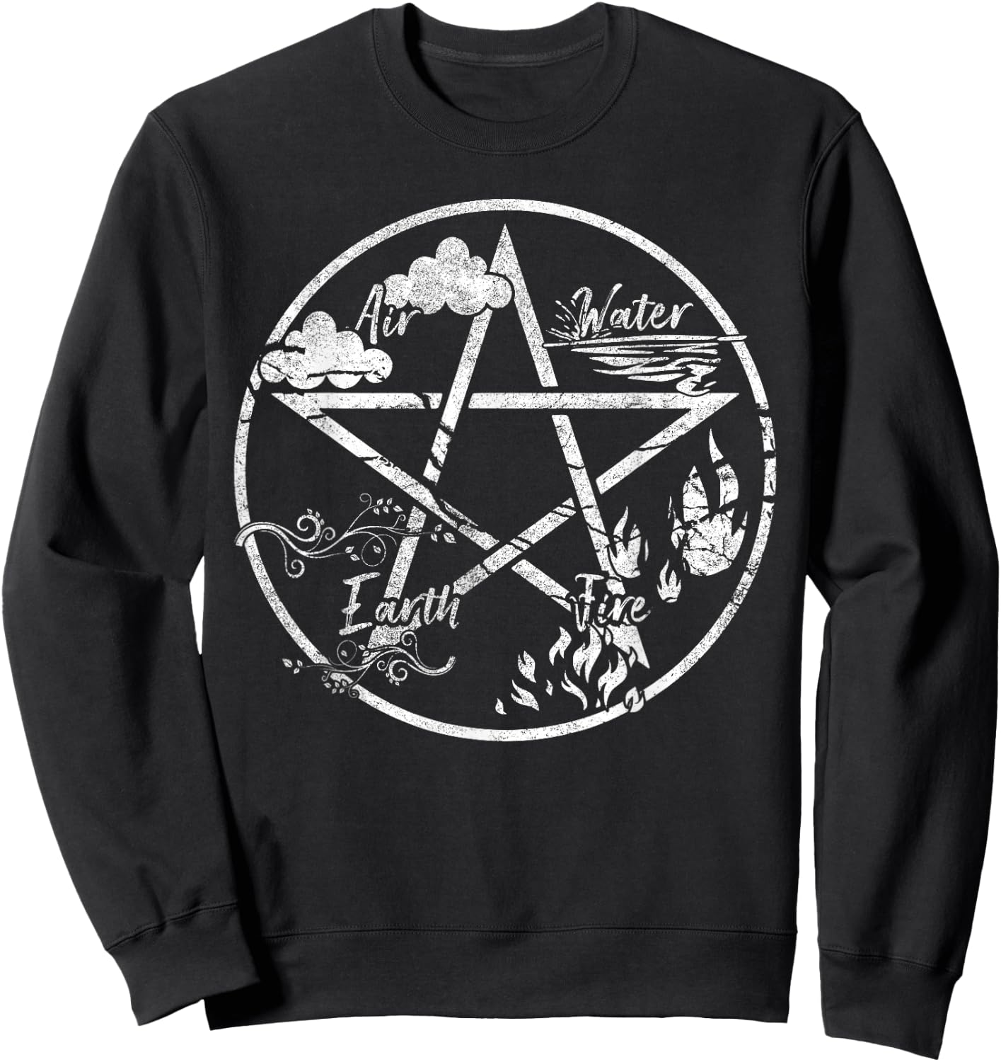 Pentagram Air Fire Water Spirit Earth Pagan Witchcraft Wicca Sweatshirt - Sweatshirt | Black