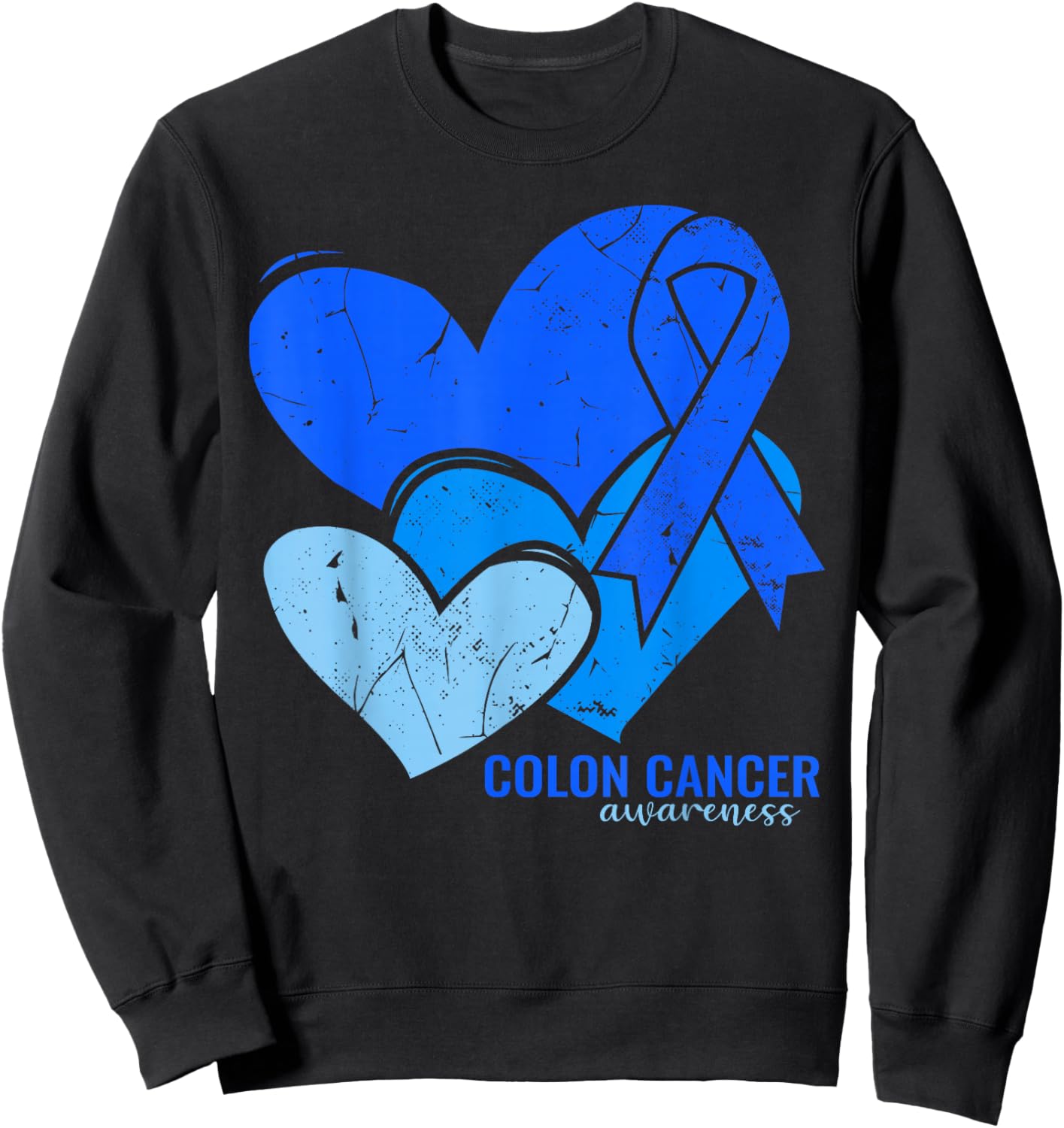 Colon Cancer Awareness Hearts Sweatshirt - Sweatshirt | Black