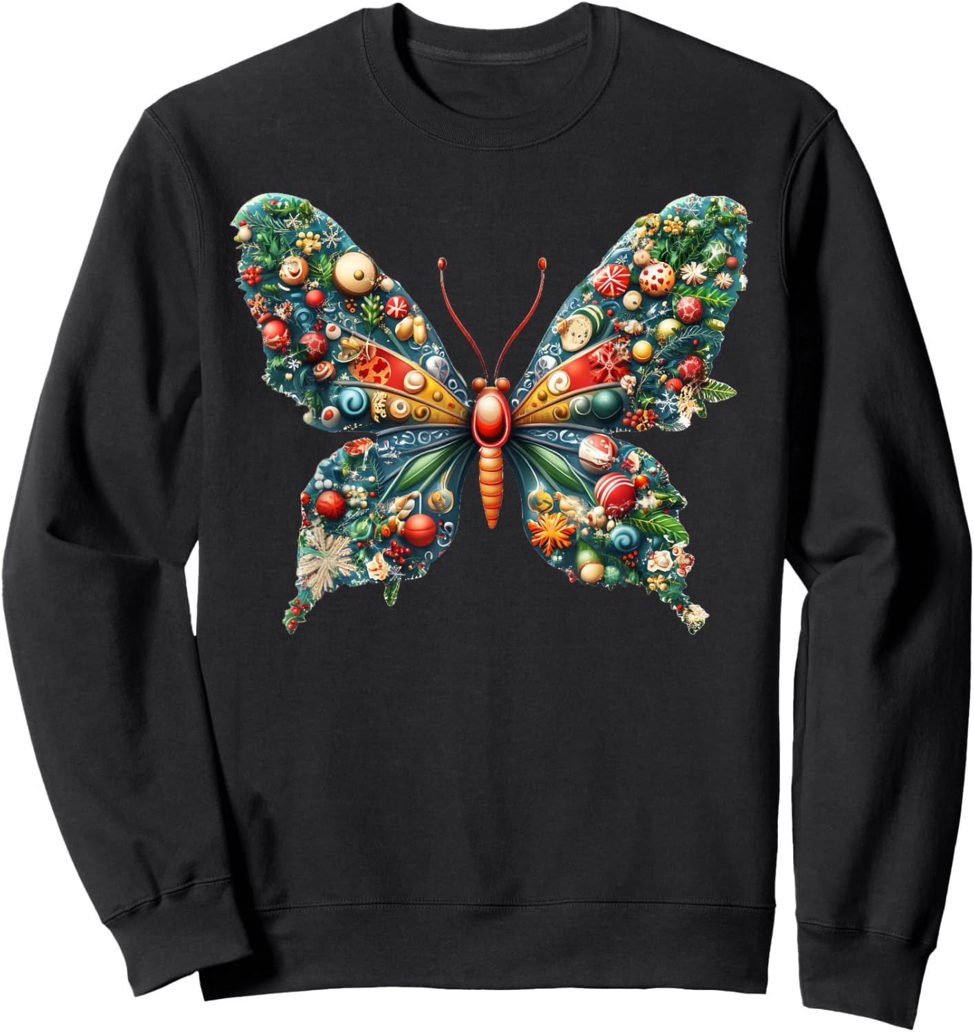 Christmas Butterfly Xmas Sweatshirt - Sweatshirt | Black