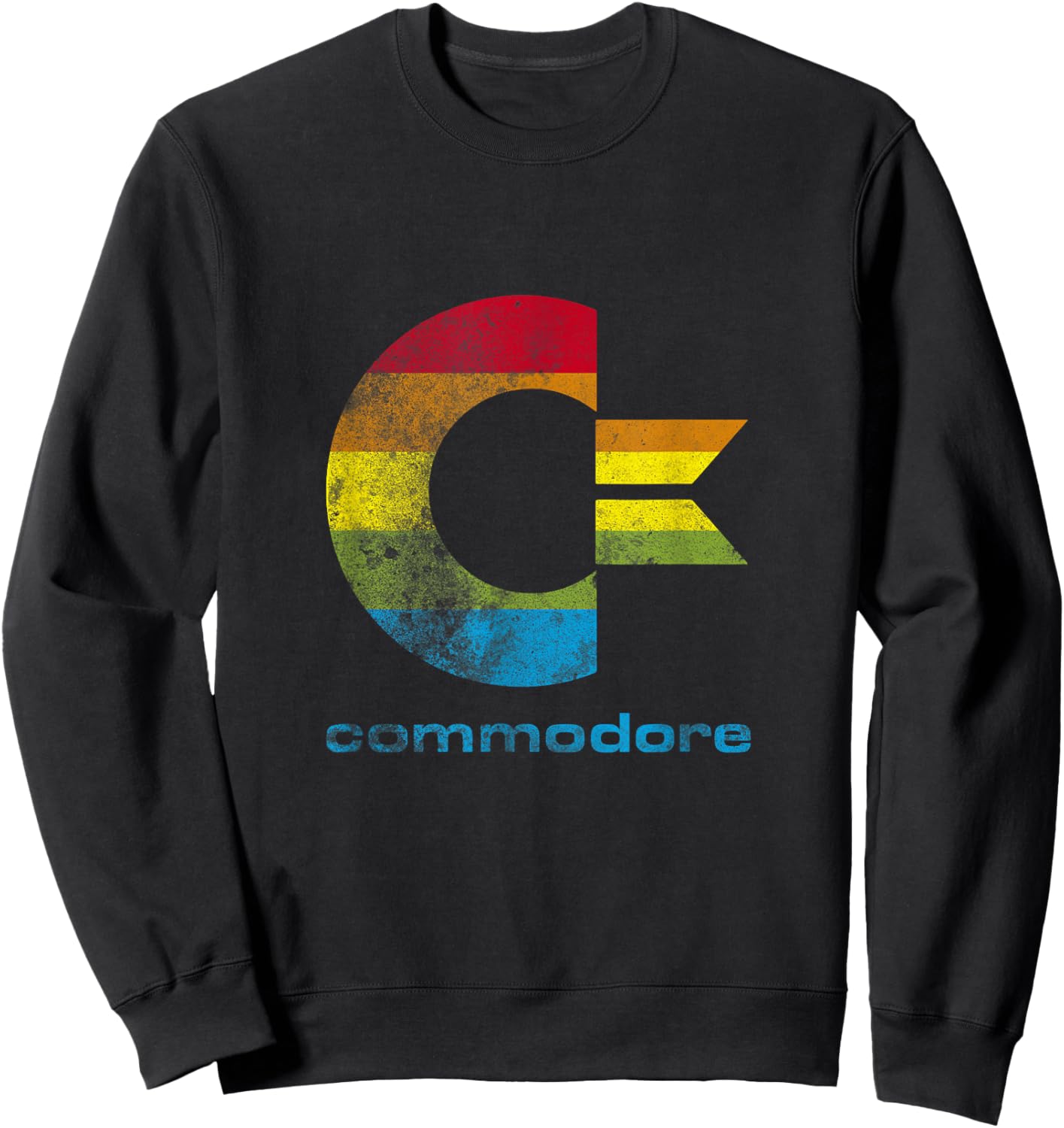 Commodore C64 - Capital Letter Rainbow Colour Stripes Effect Sweatshirt - Sweatshirt | Black