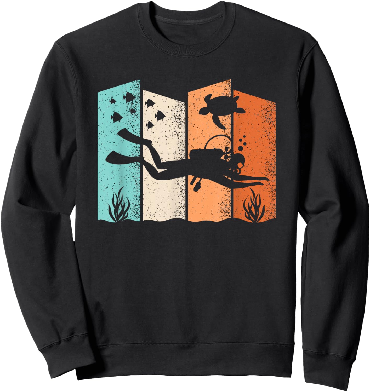 Retro Diving Graphic Dive Diver Men Women Kids Sweatshirt - Sweatshirt | Black