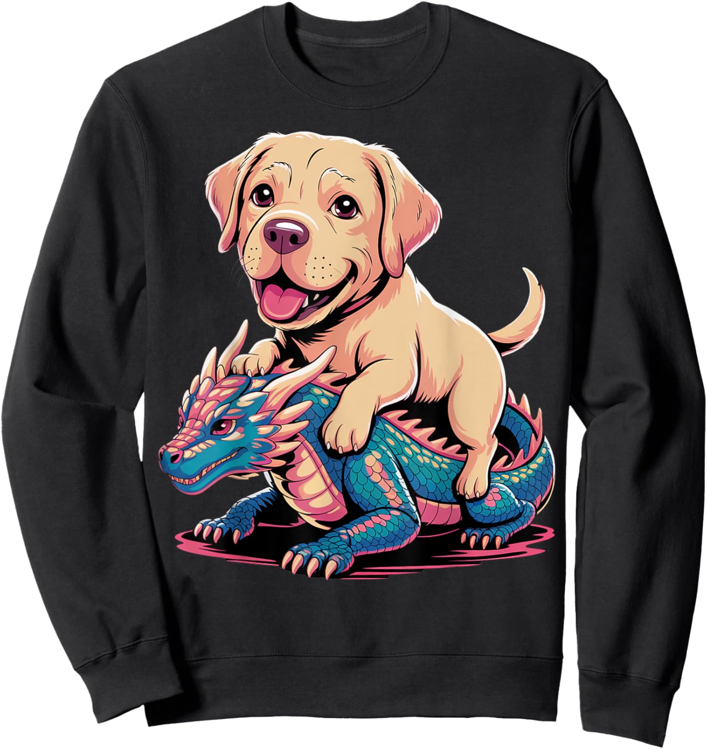 Cute Labrador Riding Dragon Sweatshirt - Sweatshirt | Black