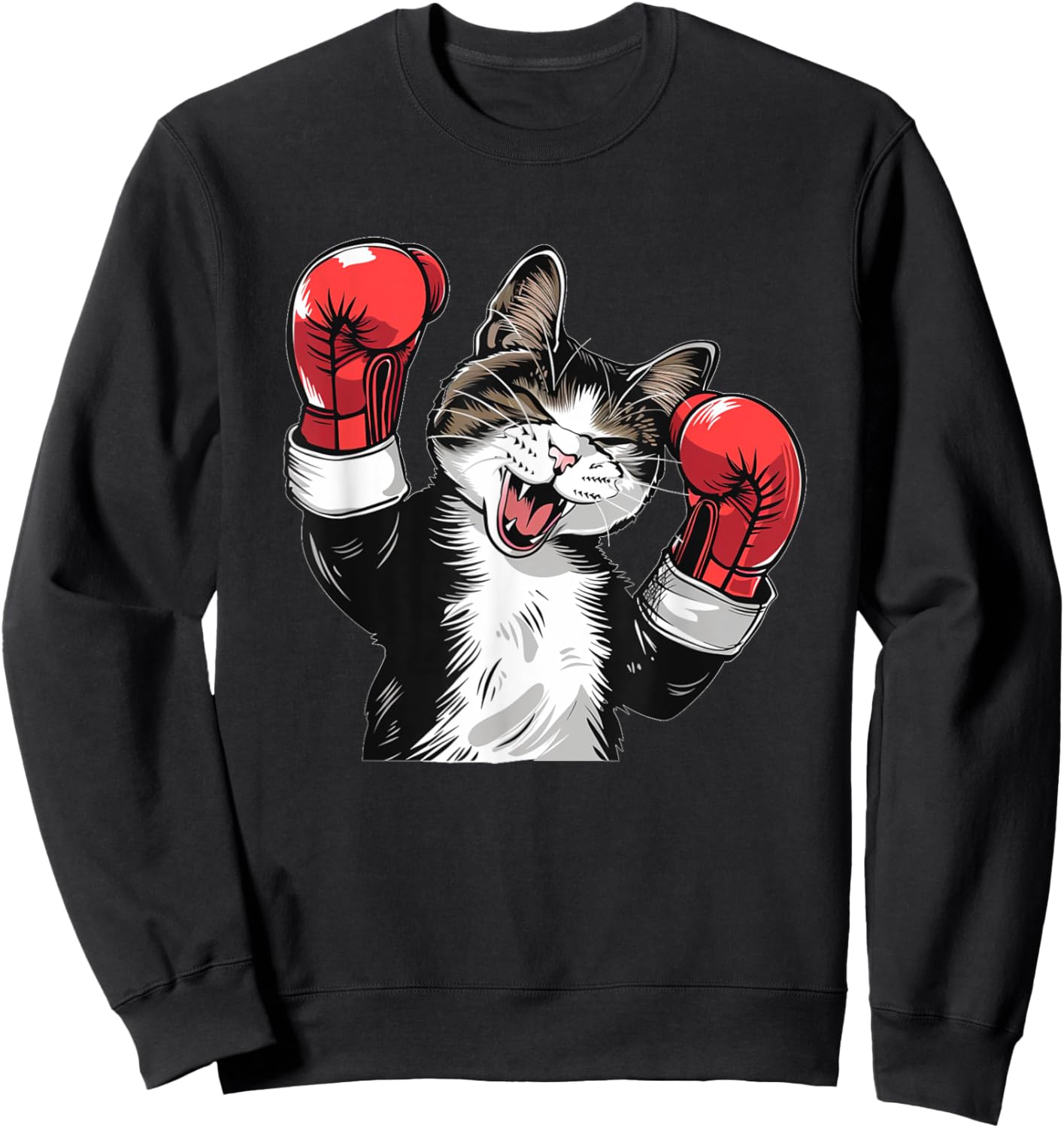 Cool boxing Cat with Sport Gloves for Boys and Girls Sweatshirt - Sweatshirt | Black
