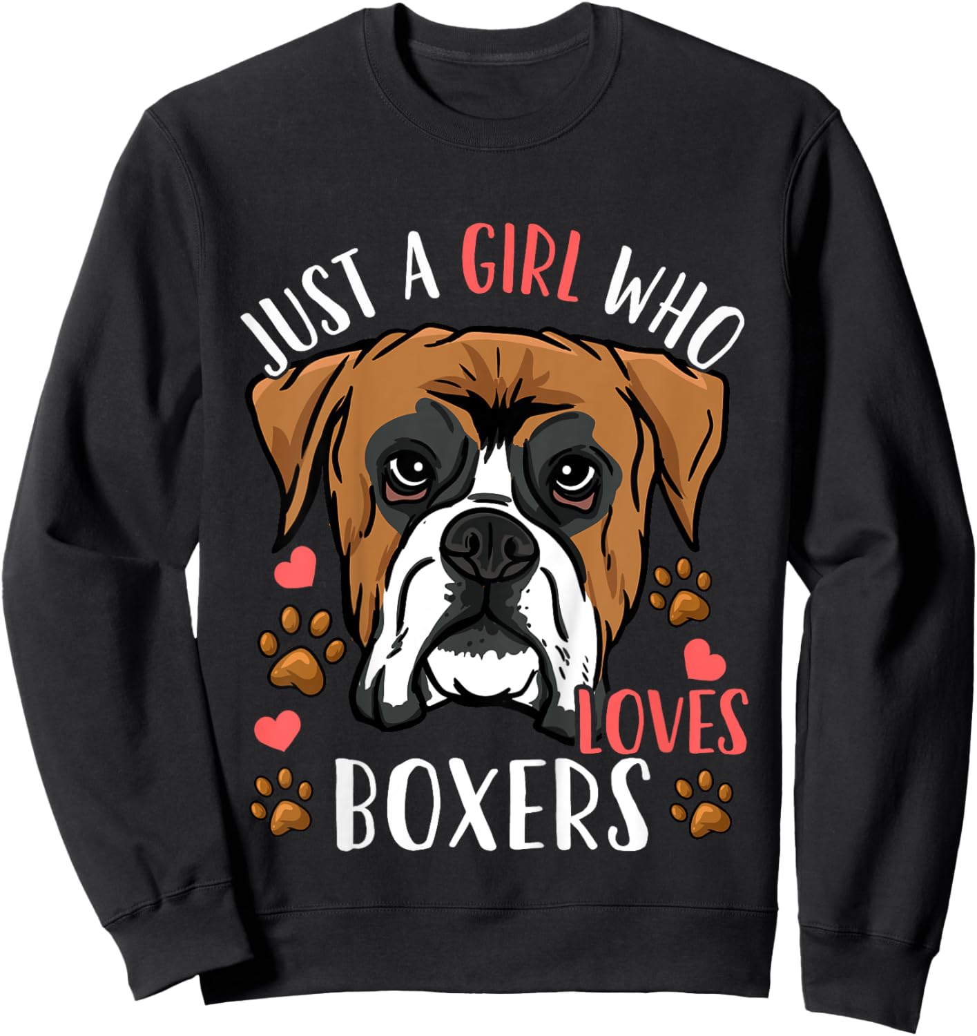Kids Boxer Dog Just A Girl Who Loves Boxers Gift Sweatshirt - Sweatshirt | Black