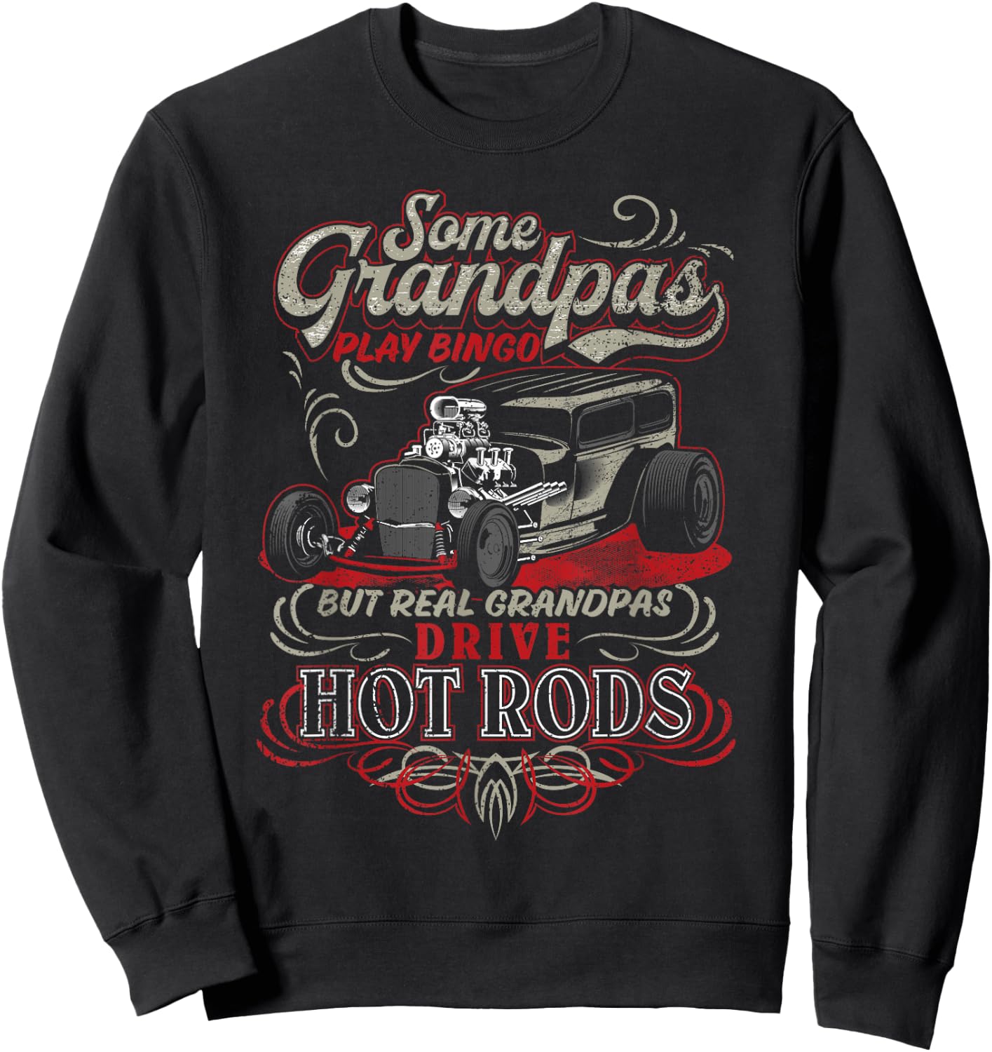 Vintage Hot Rod Grandpa Gift Sweatshirt - Sweatshirt | Black