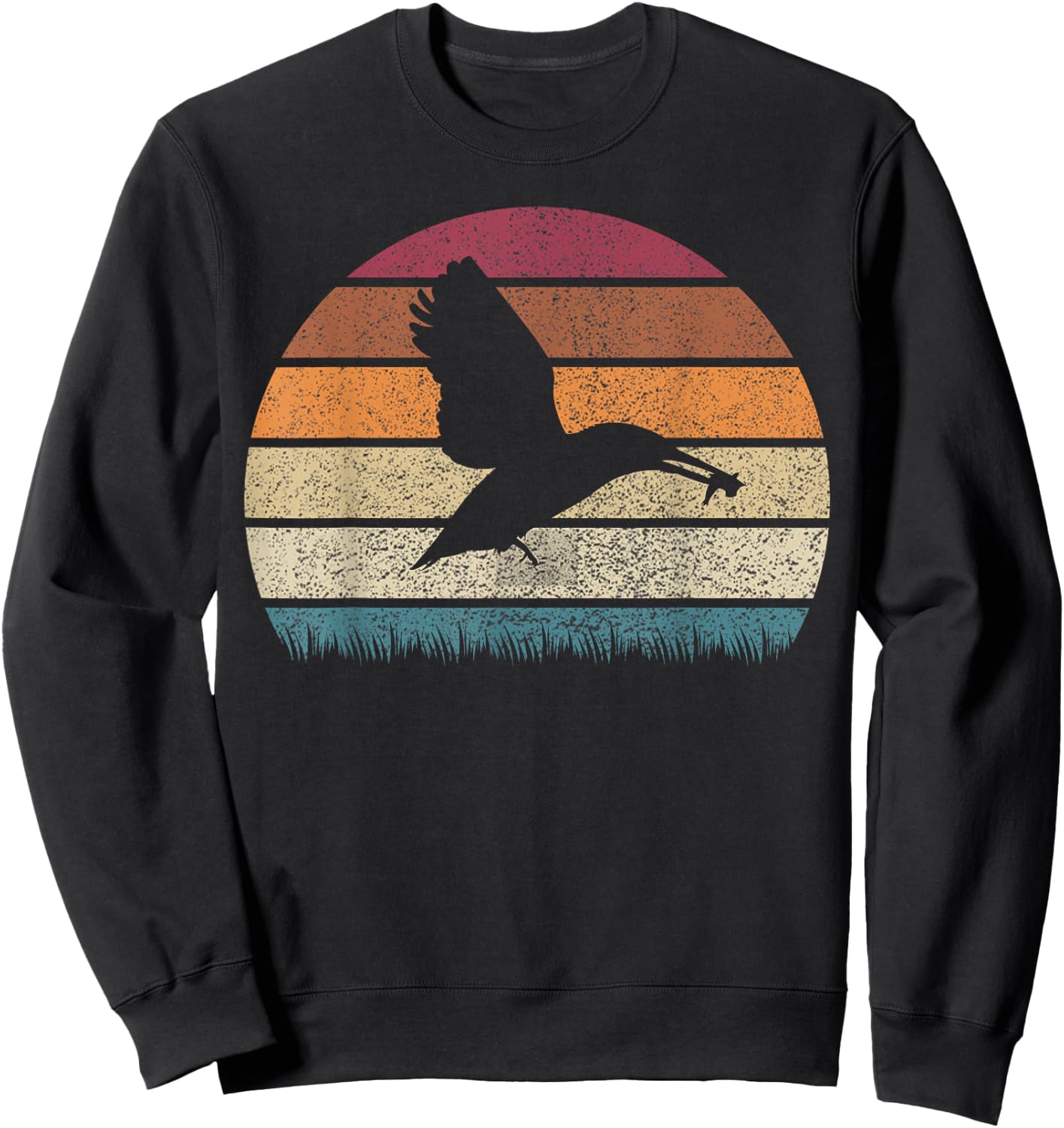 Vintage Retro Sunset Kingfisher Bird Lover Distressed Gift Sweatshirt - Sweatshirt | Black