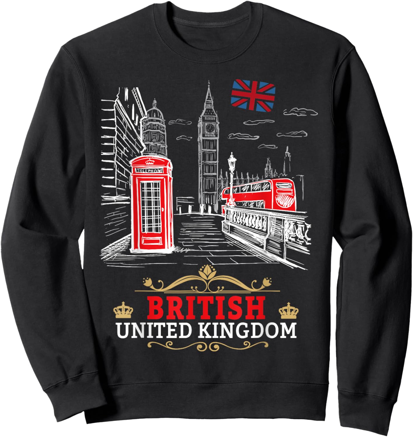 British Souvenirs Outfit Idea For Kids & England British Sweatshirt - Sweatshirt | Black