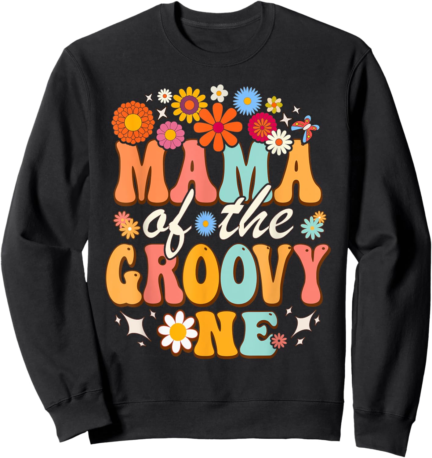 Mama of Groovy One Matching Family First Birthday Party Sweatshirt - Sweatshirt | Black