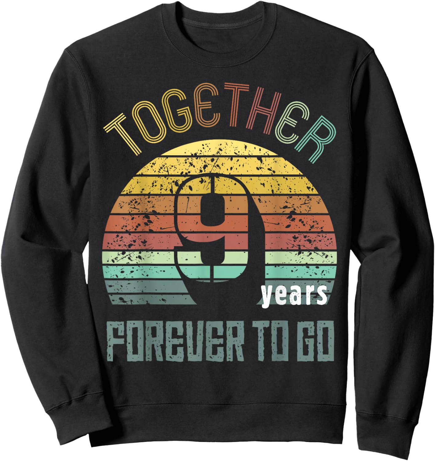 Nine Years Wedding Anniversary Gifts For Couple Matching 9th Sweatshirt - Sweatshirt | Black