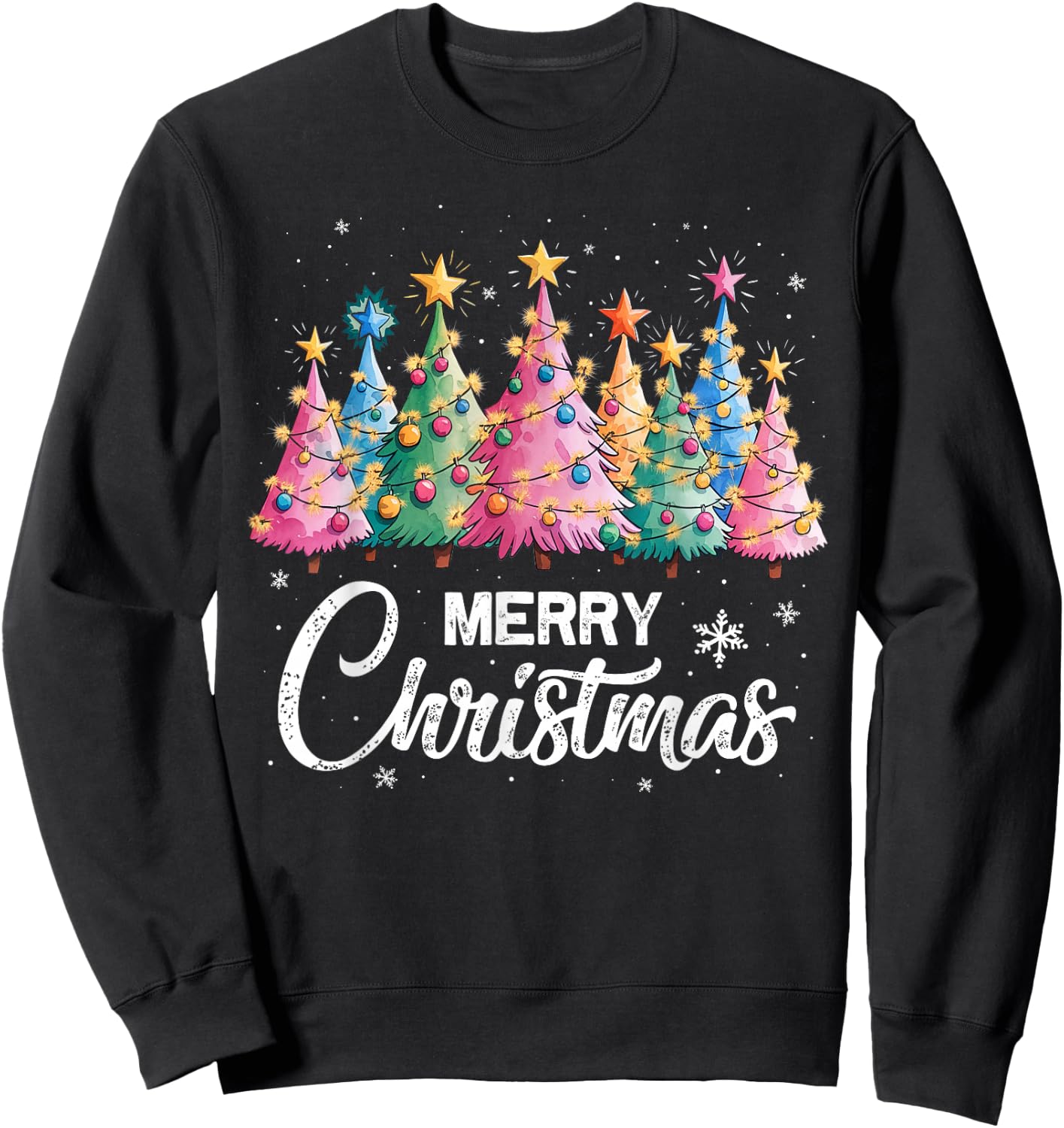 Merry Christmas Pink Christmas Tree, Pink Christmas Costume Sweatshirt - Sweatshirt | Black