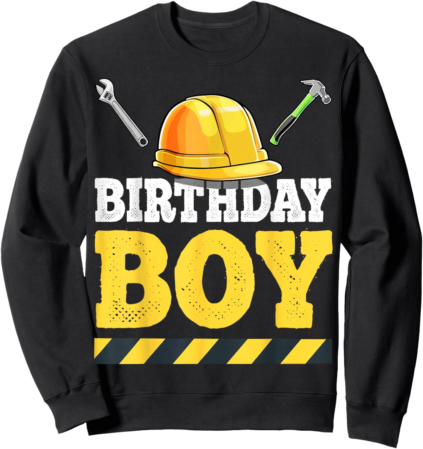 Birthday Boy Construction Birthday Party Hat Boys Gift Sweatshirt - Sweatshirt | Black