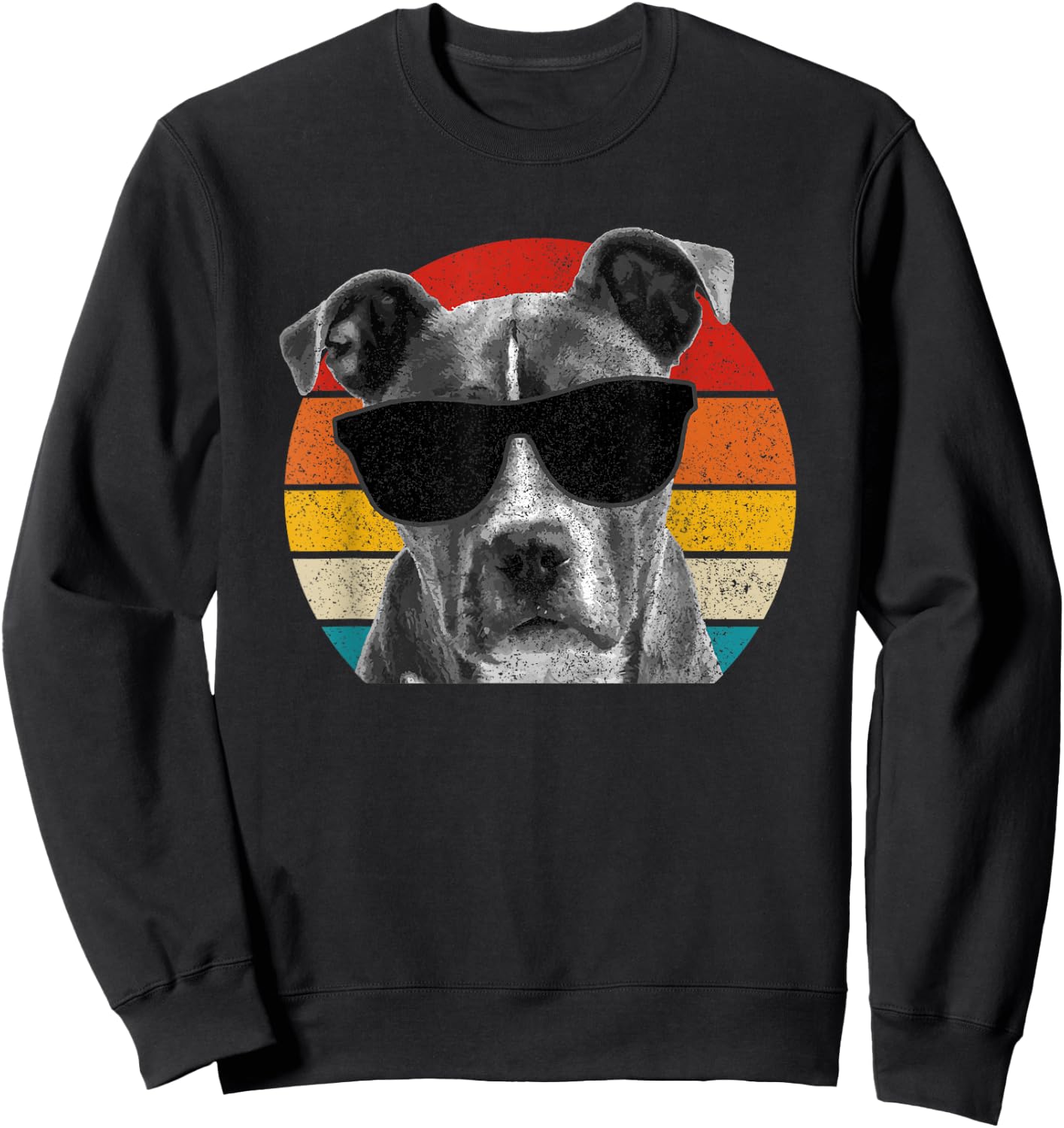 Pitbull Vintage Sunglasses Funny Pittie Dog Pitbull Owner Sweatshirt - Sweatshirt | Black