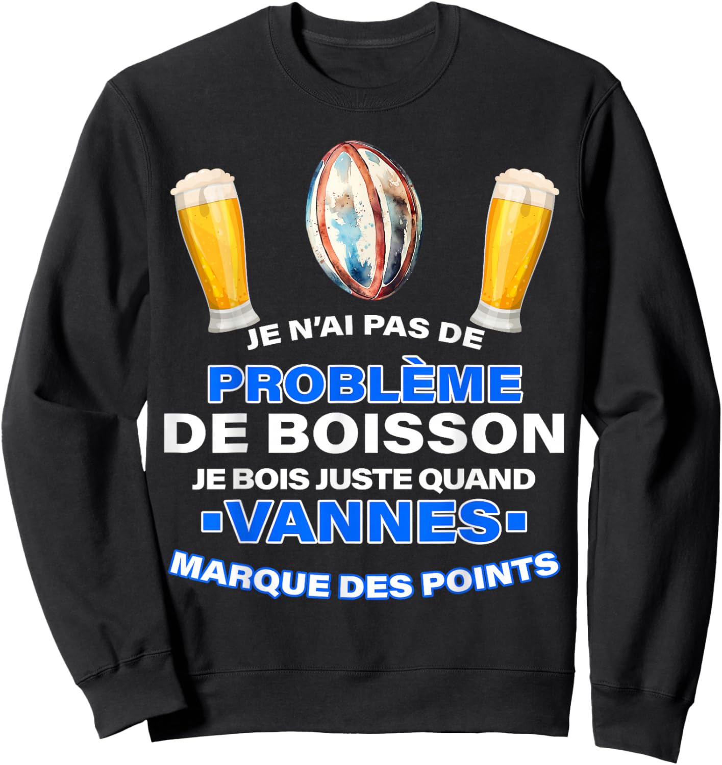 Valves Rugby Fans Aperitif Beer Spirit Club Humour , Black, S Sweatshirt - Sweatshirt | Black