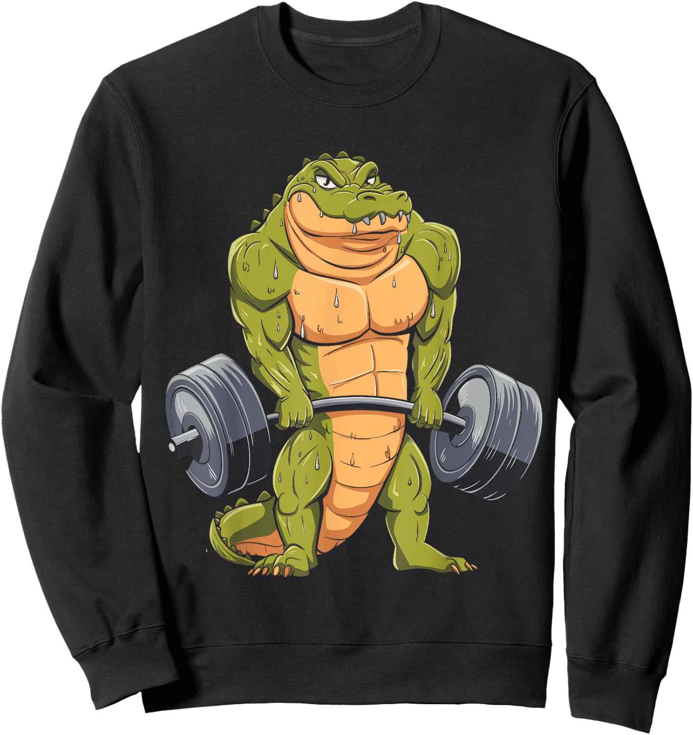 Funny Alligator Weightlifting Deadlift Fitness Gym Barbell Sweatshirt - Sweatshirt | Black