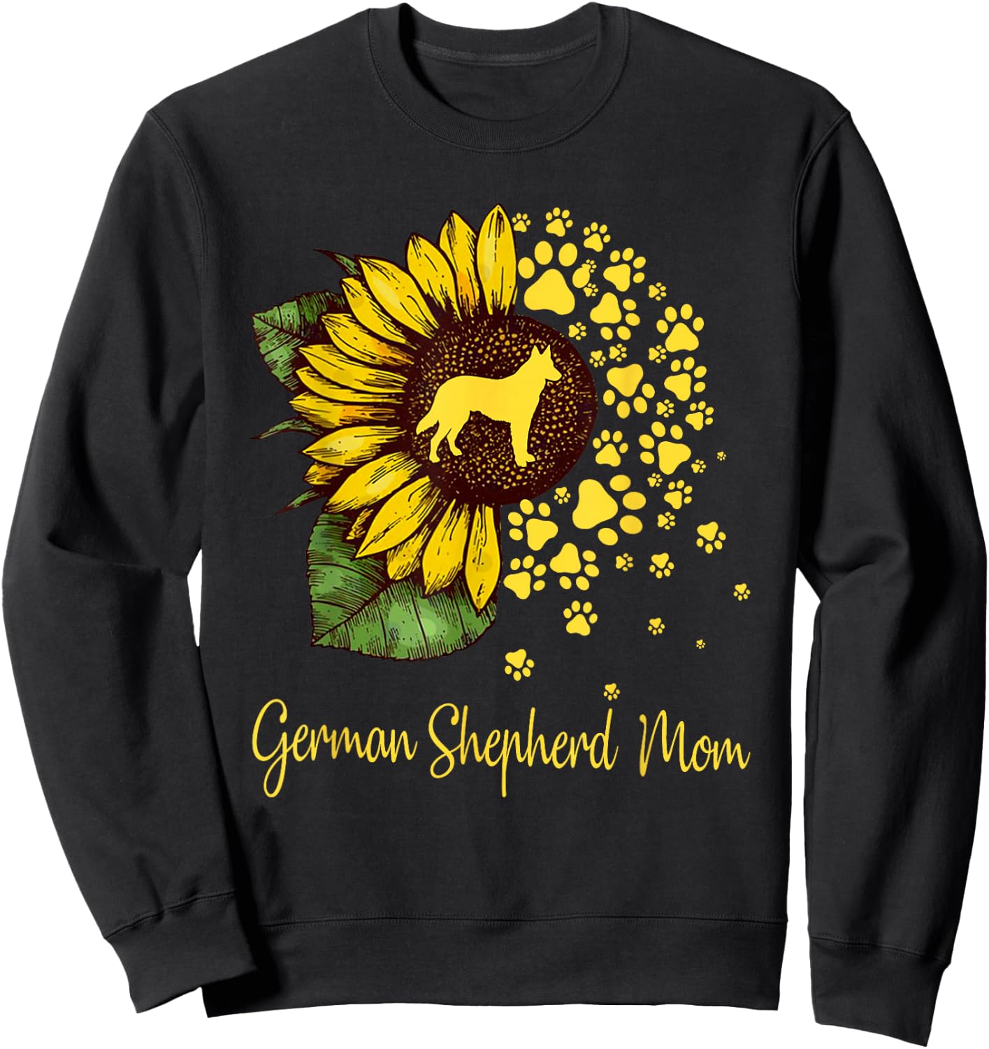 Sunflower German Shepherd Mom Dog Lover Mother’s Day Sweatshirt - Sweatshirt | Black