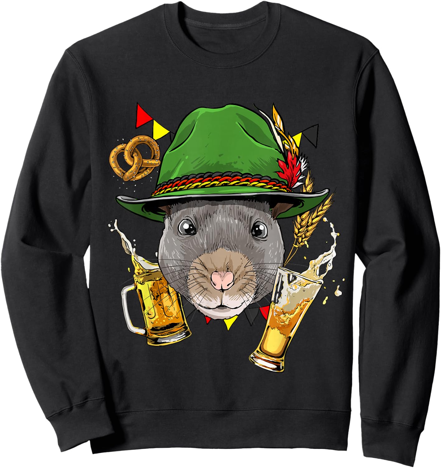 Rat Oktoberfest Lederhosen Costume Gift German Beer Fest Sweatshirt - Sweatshirt | Black