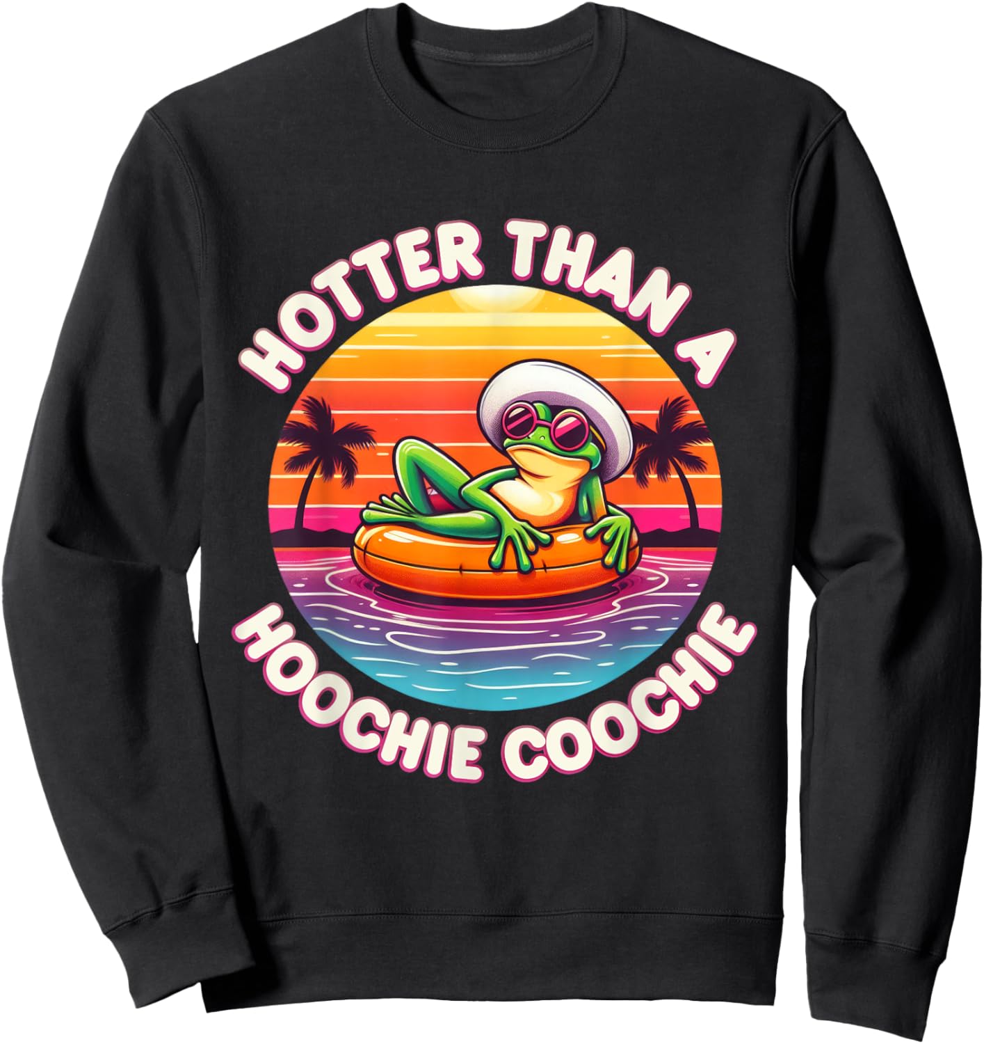 Hotter Than A Hoochie Coochie Frog Country Music Fans Design Sweatshirt - Sweatshirt | Black