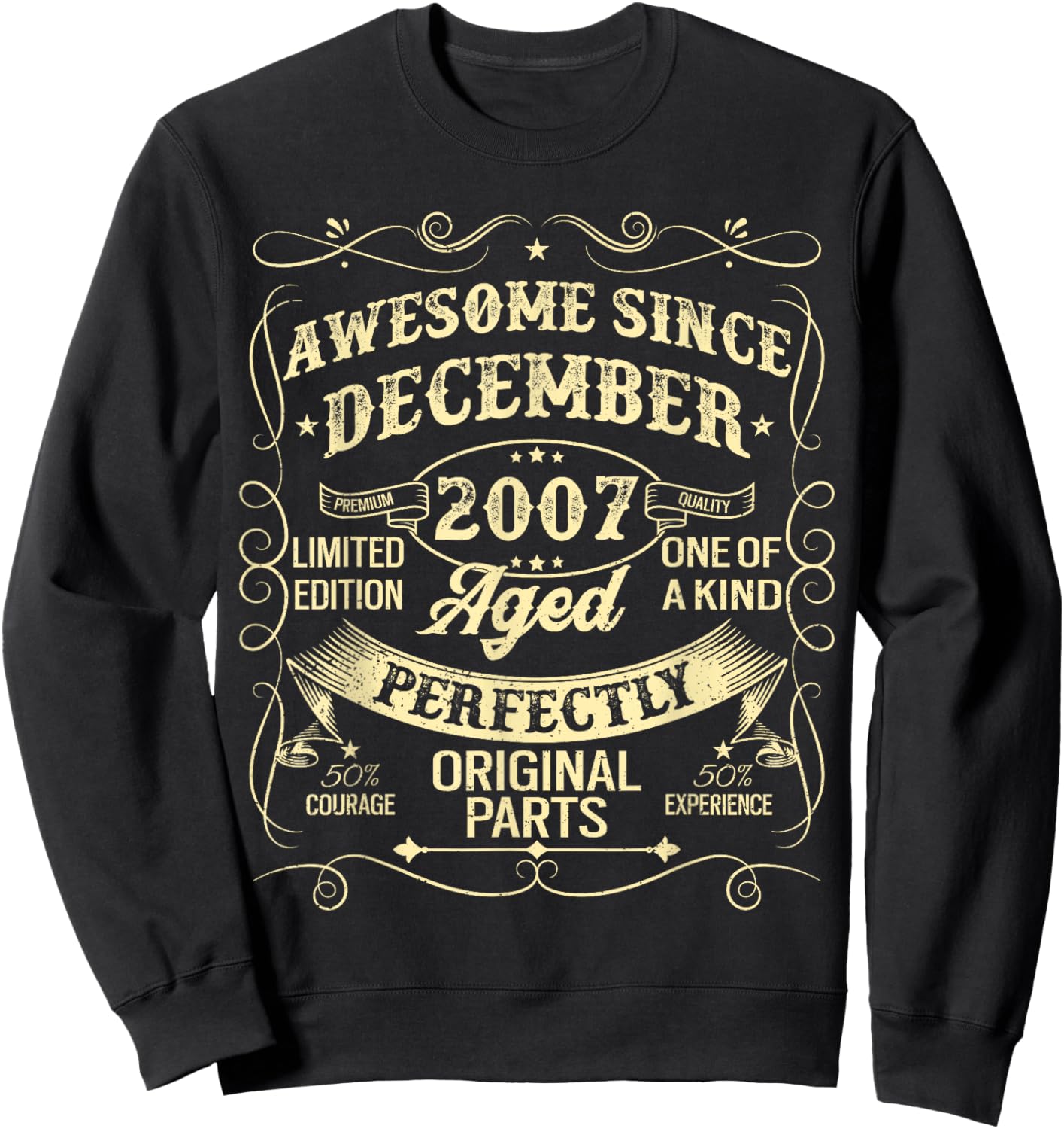 Awesome Since December 2007 Year Of Birth Birthday Vintage Sweatshirt - Sweatshirt | Black