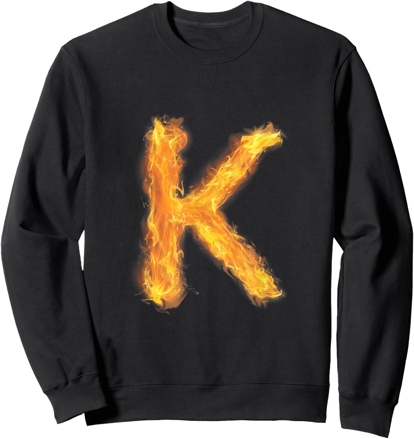 Letter K Sign Alphabet Last Name Consonants Fire Flame Gift Sweatshirt - Sweatshirt | Black