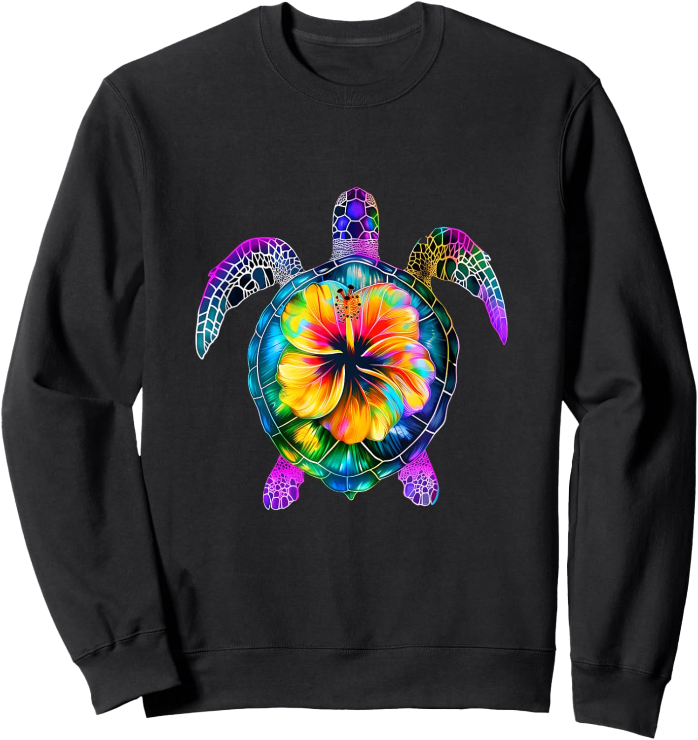 Hawaiian Tie Dye Sea Turtle Cute Hawaii Sweatshirt - Sweatshirt | Black