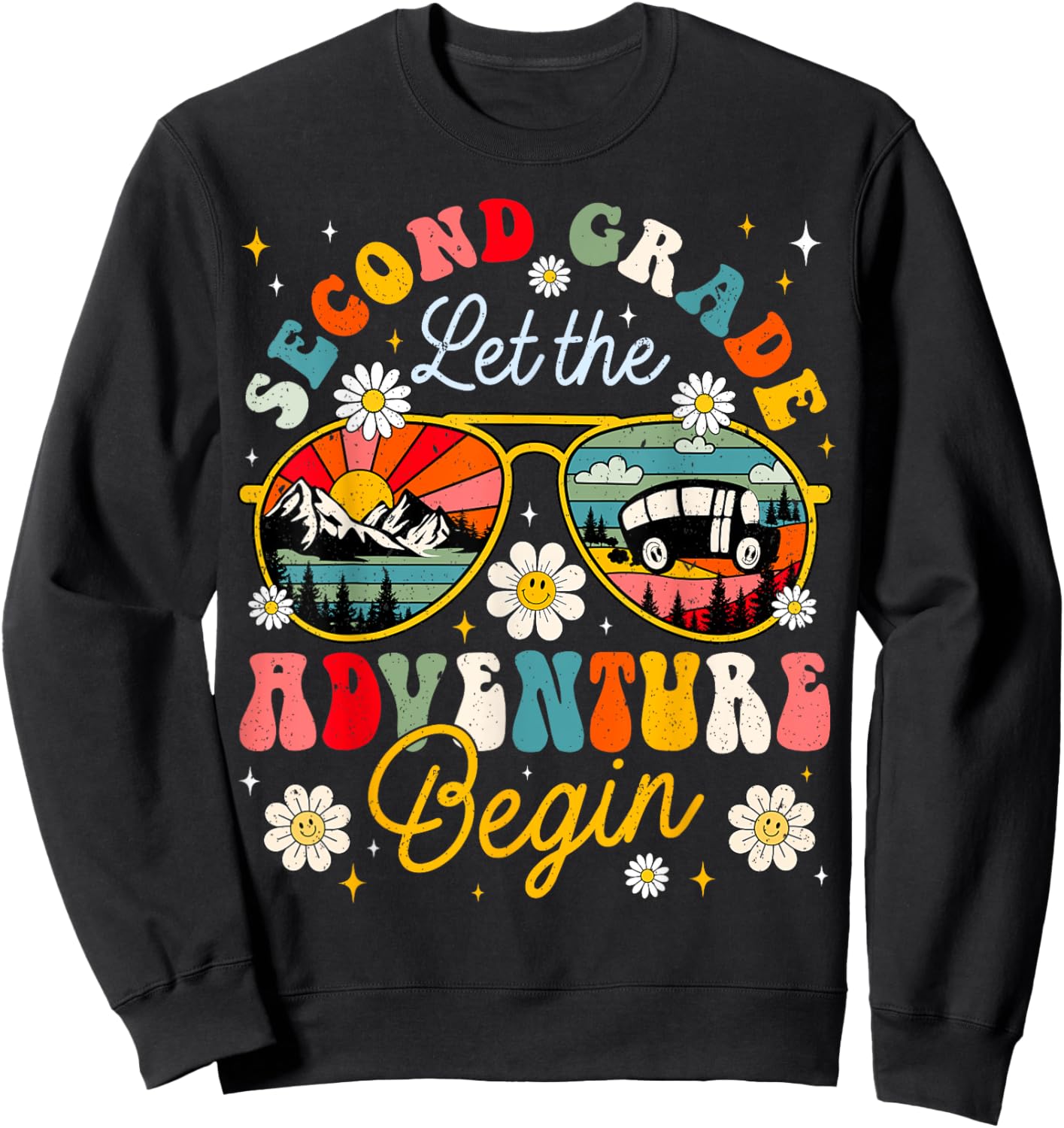 Let the 2nd Grade Adventure Begin Second Grade Teacher Women Kids Sweatshirt - Sweatshirt | Black