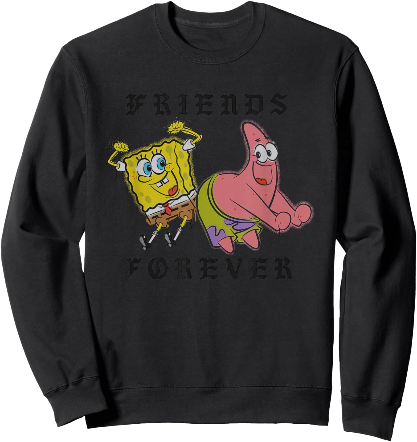 Spongebob Squarepants Friends Forever Cute Duo Sweatshirt - Sweatshirt | Black
