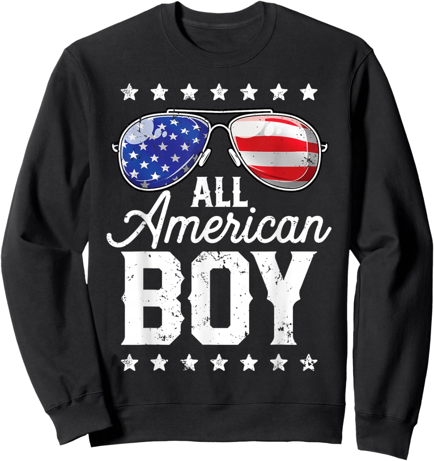 All American Boy 4th of July USA Sunglasses Family Matching Sweatshirt - Sweatshirt | Black