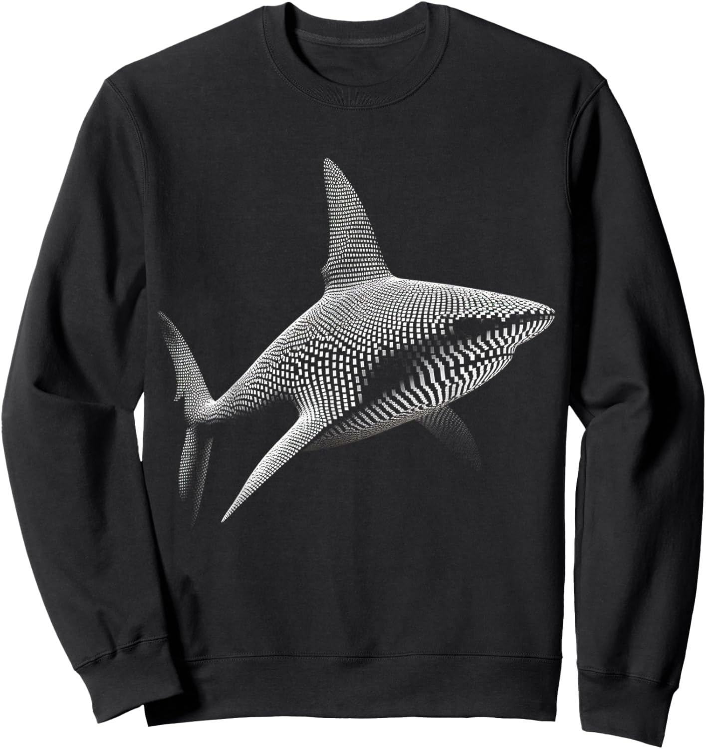 Shark Pixel Graphic Animal Art Shark Sweatshirt - Sweatshirt | Black