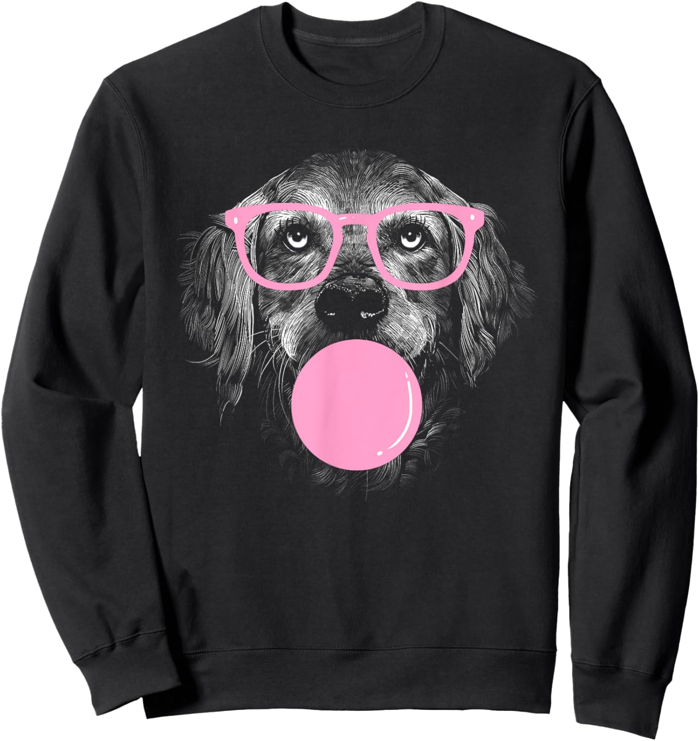 Cute Golden Retriever Wears Glasses And Eats Gum women Sweatshirt - Sweatshirt | Black