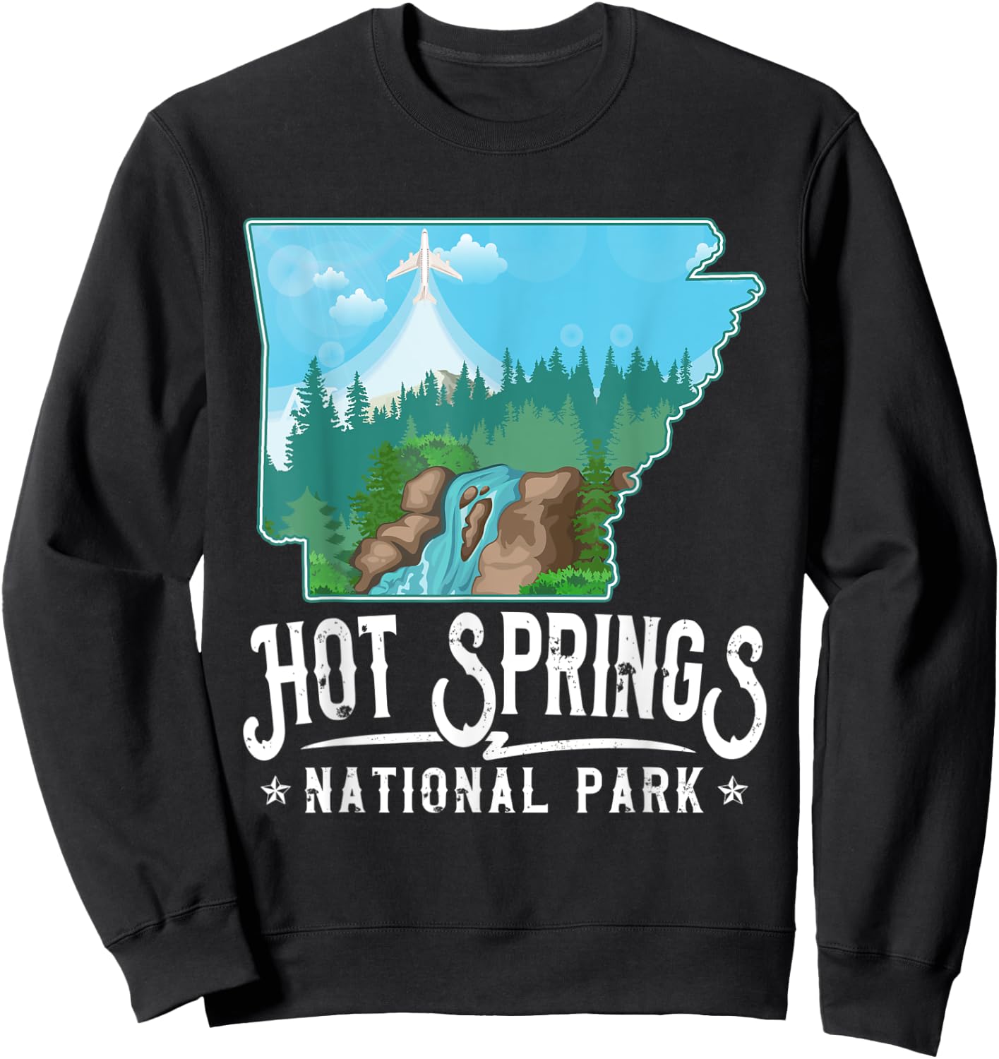 Retro Funny Vintage Hot Springs Women Men Arkansas AR Lover Sweatshirt - Sweatshirt | Black