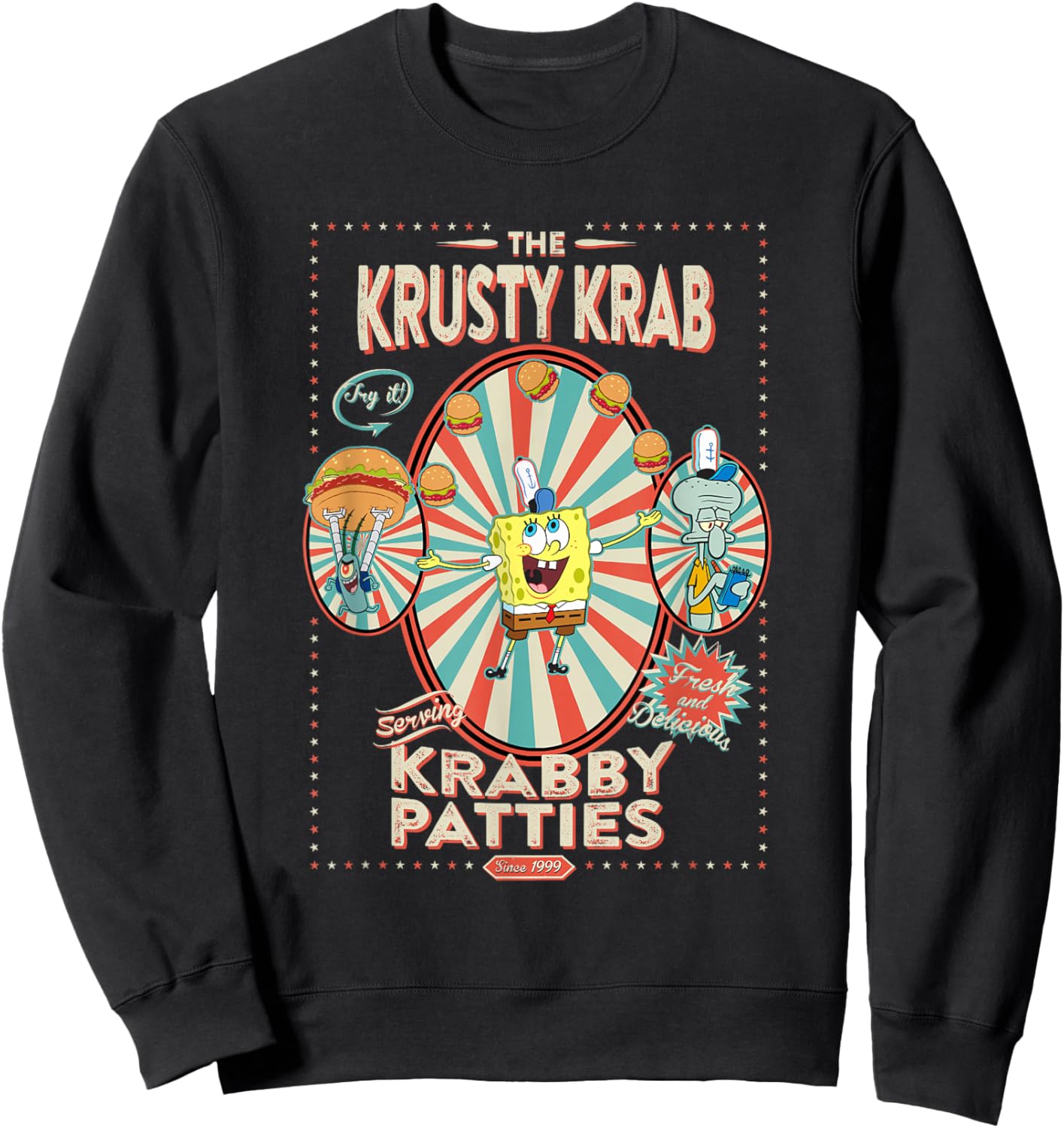SpongeBob SquarePants The Krusty Krab Since 1999 Vintage Ad Sweatshirt - Sweatshirt | Black