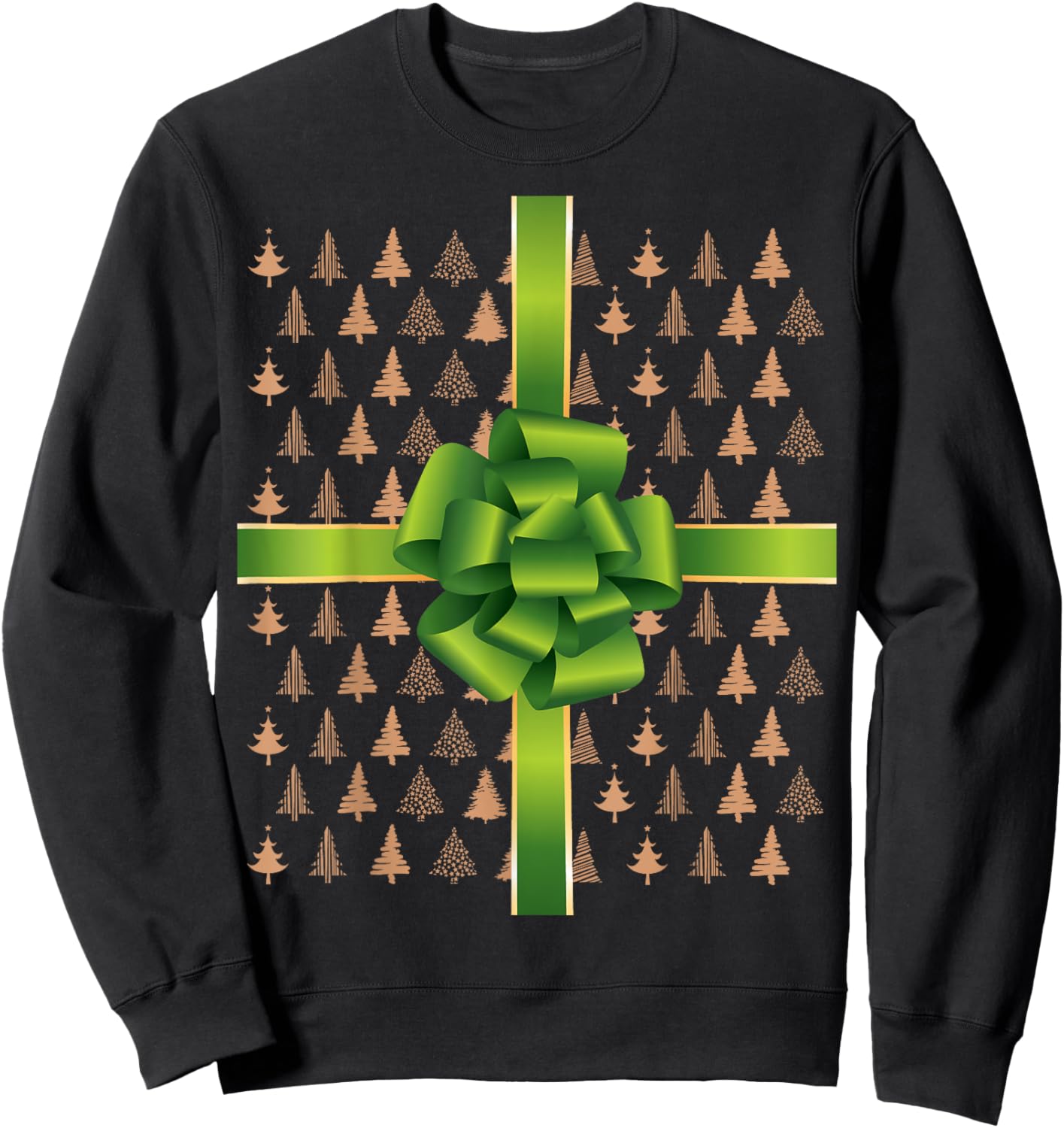 Pretend I'm A Present Green Christmas Bow Kids Sweatshirt - Sweatshirt | Black