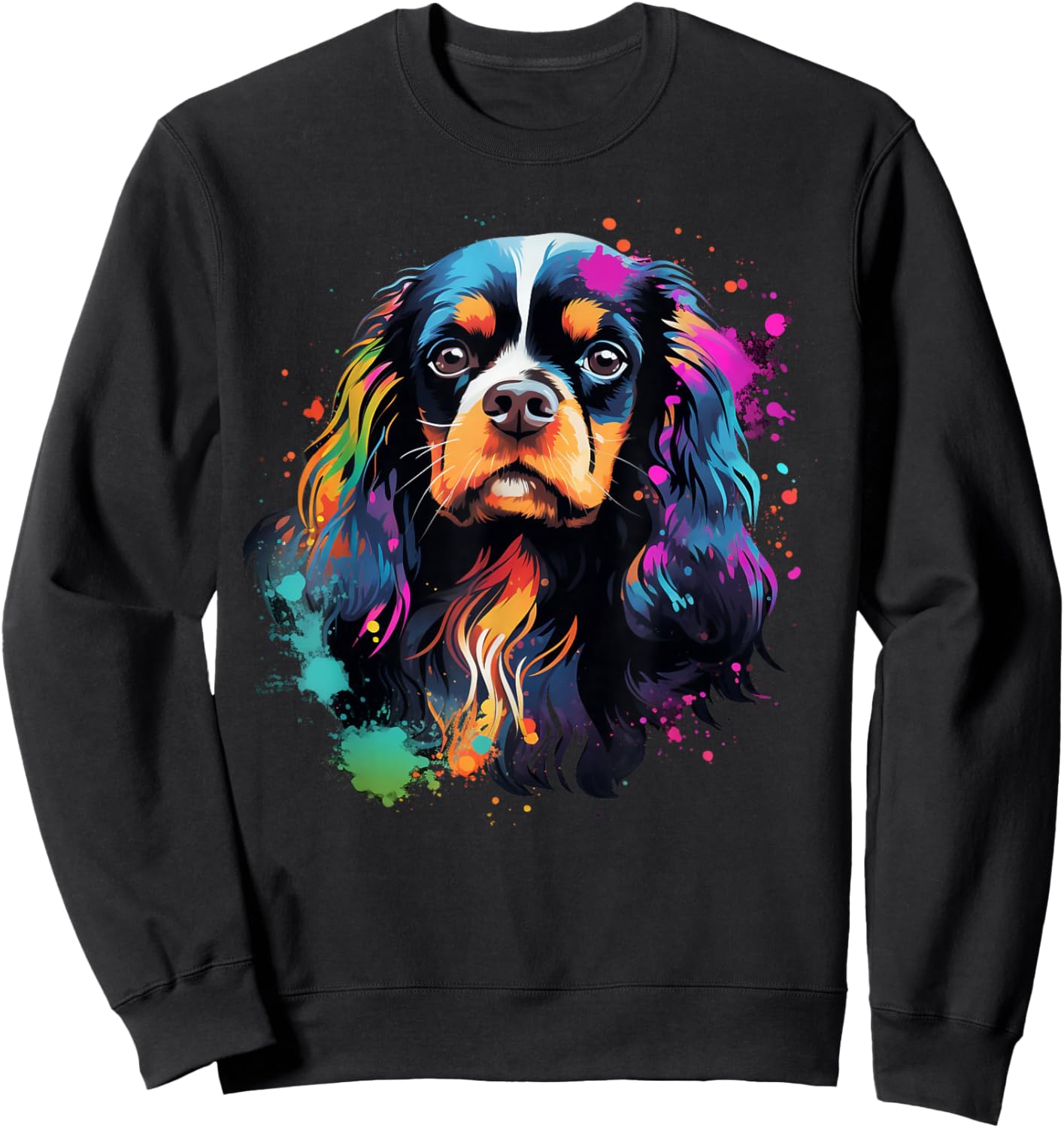 Cute painted Cavalier King Charles Spaniel Sweatshirt - Sweatshirt | Black