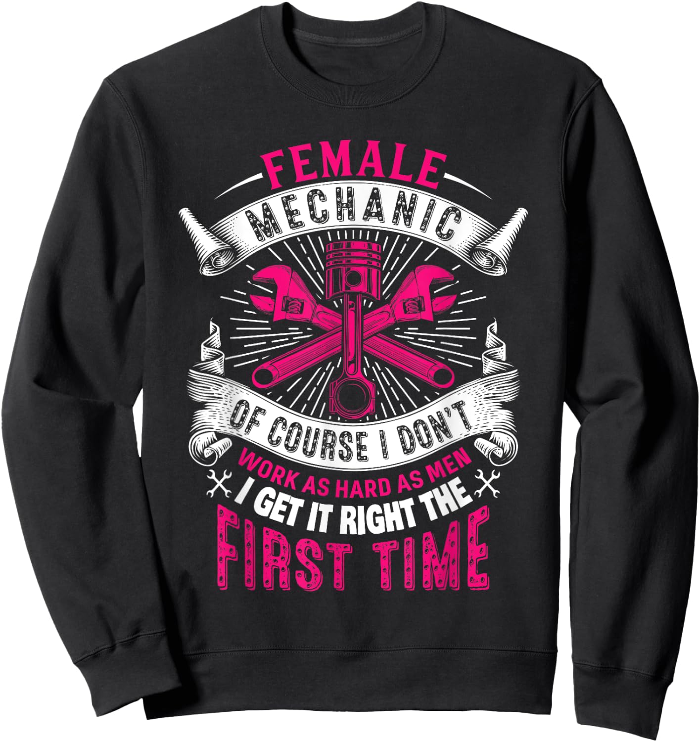 Female Mechanic Girl Car Repair Funny Sweatshirt - Sweatshirt | Black