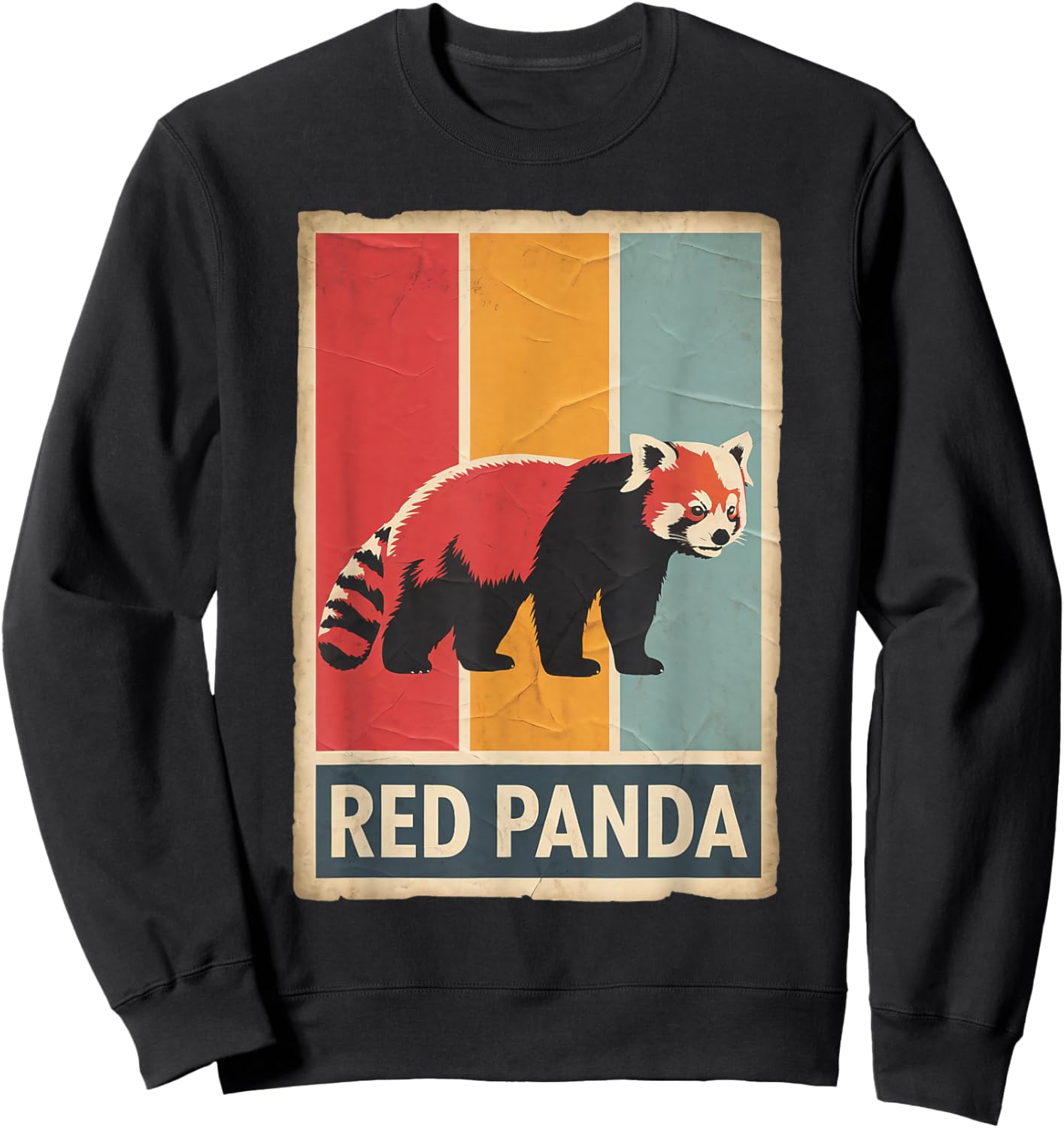 Retro Wildlife Animal Vintage Red Panda Sweatshirt - Sweatshirt | Black