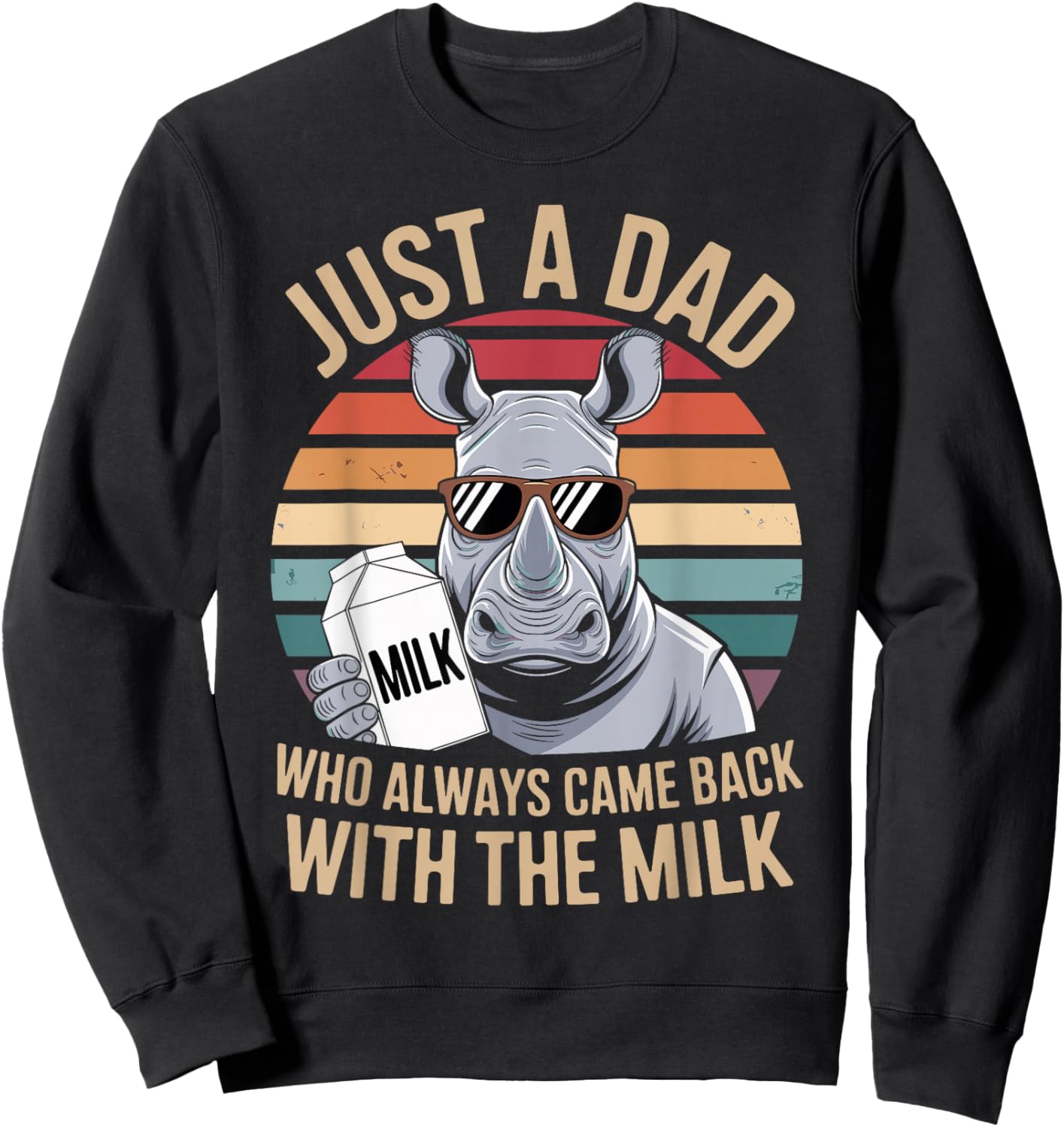 Rhino Funny Father's Day Dad Milk Sweatshirt - Sweatshirt | Black