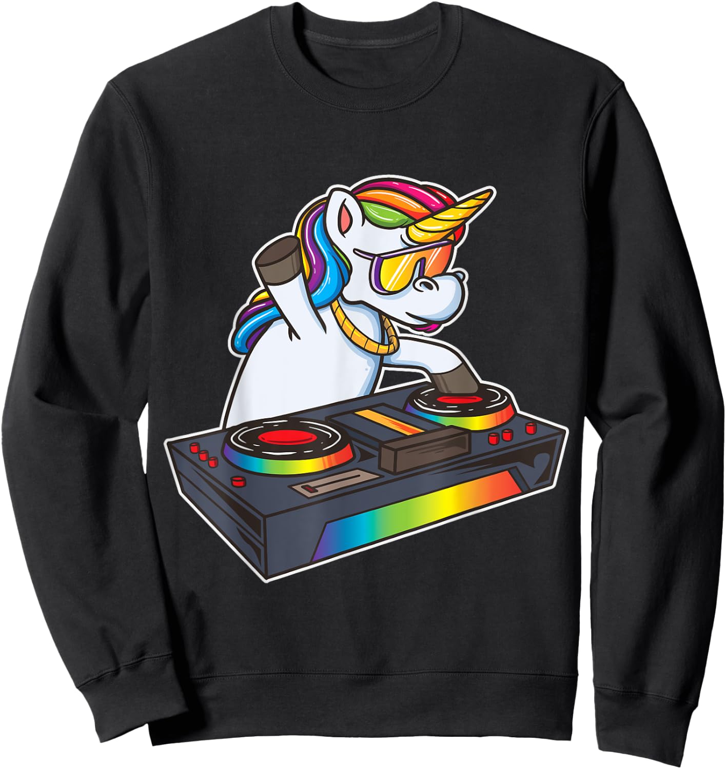 Unicorn DJ Party Club Disk Jockey Shirt EDM Dance Club Gift Sweatshirt - Sweatshirt | Black