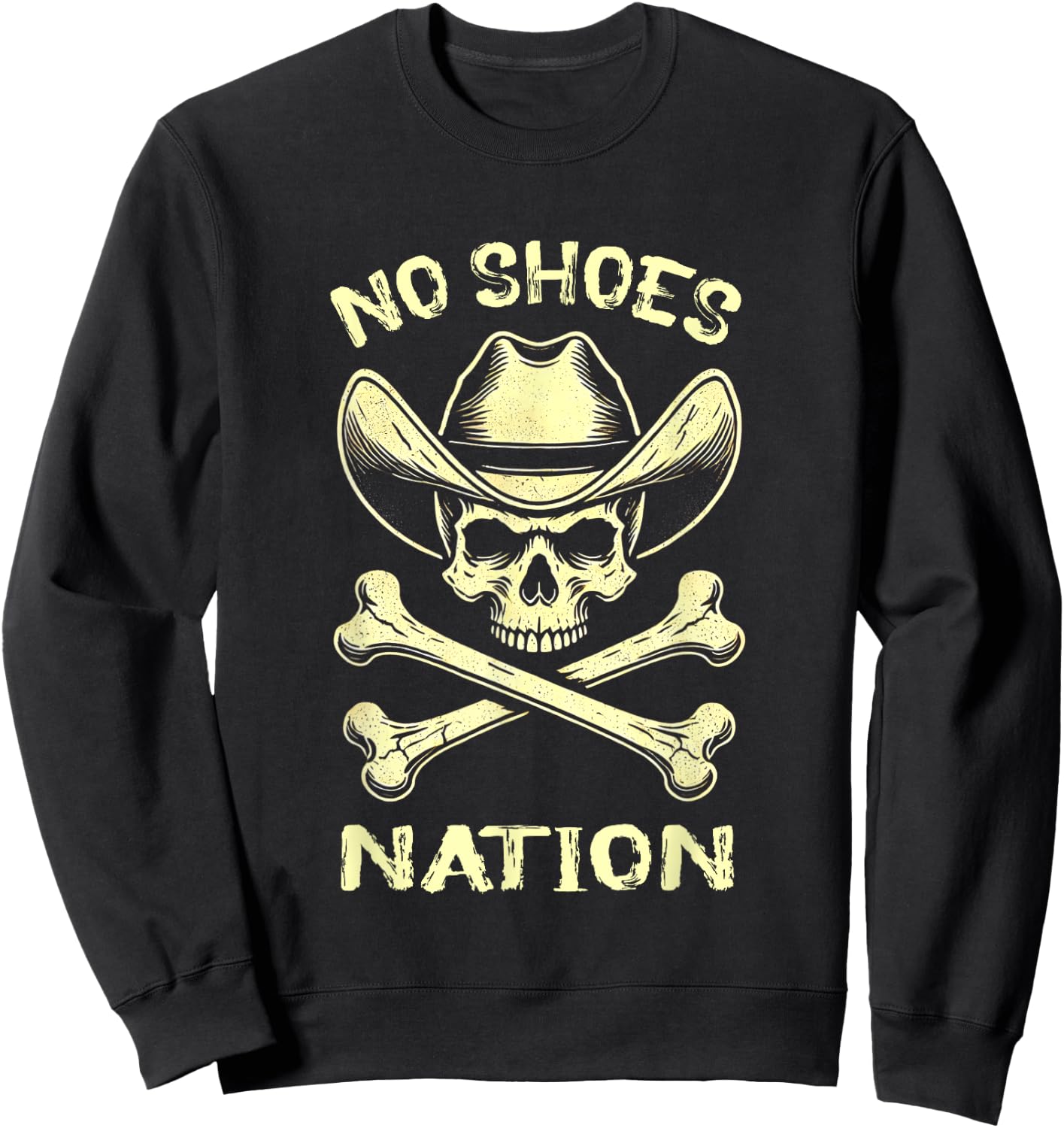 No Shoes No Nation Funny Skull Saying Shoes Sweatshirt - Sweatshirt | Black