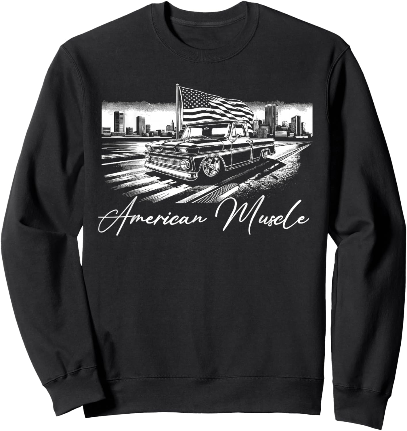 Truck First Generation Custom 10 Classic C10 Truck American Sweatshirt - Sweatshirt | Black