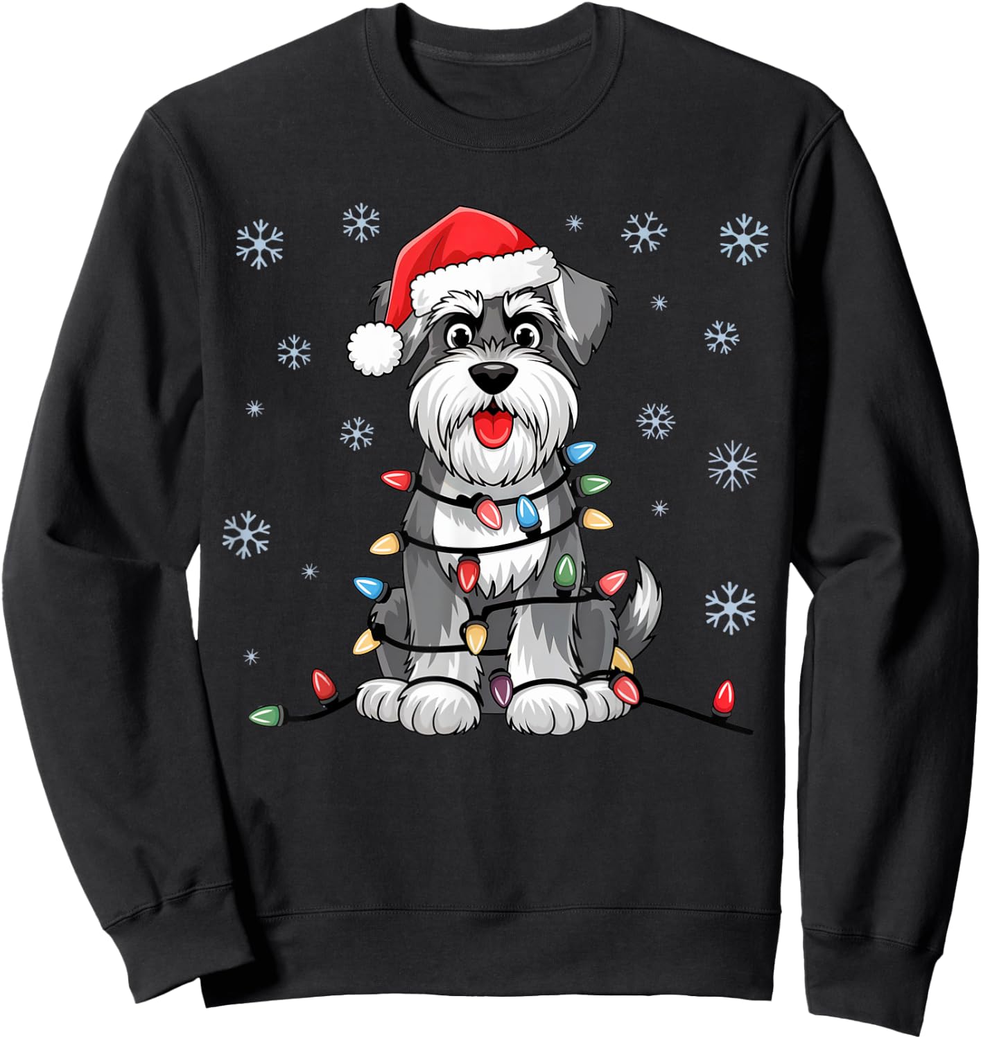Standard Schnauzer Christmas Lights Xmas Dogs Gifts Sweatshirt - Sweatshirt | Black