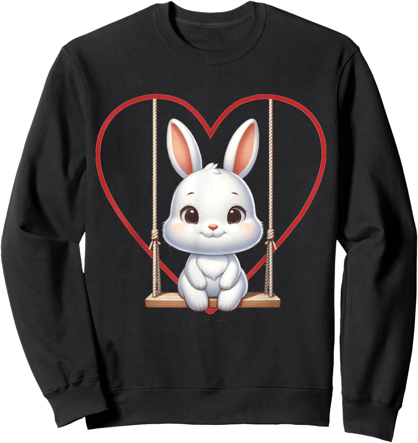 Cute Bunny Graphic Rabbit Women Girls Sweatshirt - Sweatshirt | Black