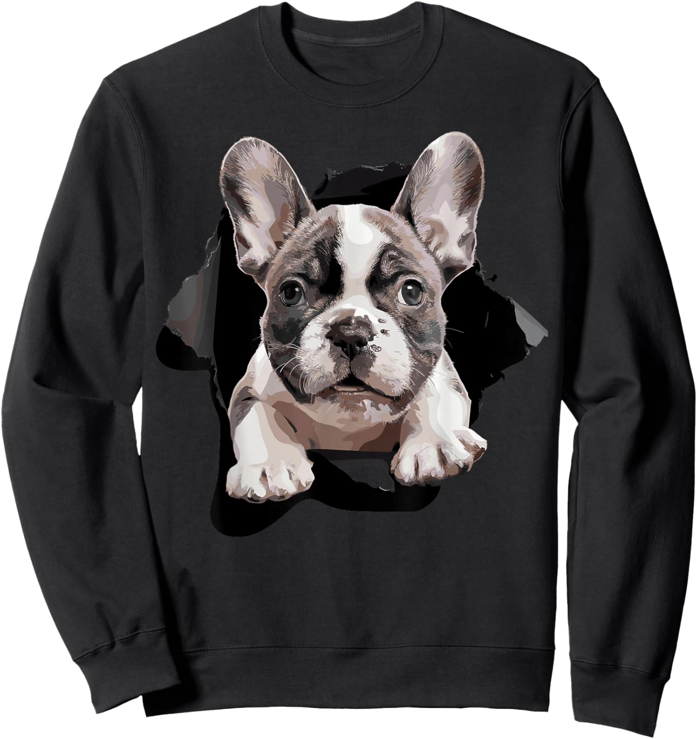 French Bulldog Puppy Funny Torn Puppies Dogs Parents Sweatshirt - Sweatshirt | Black