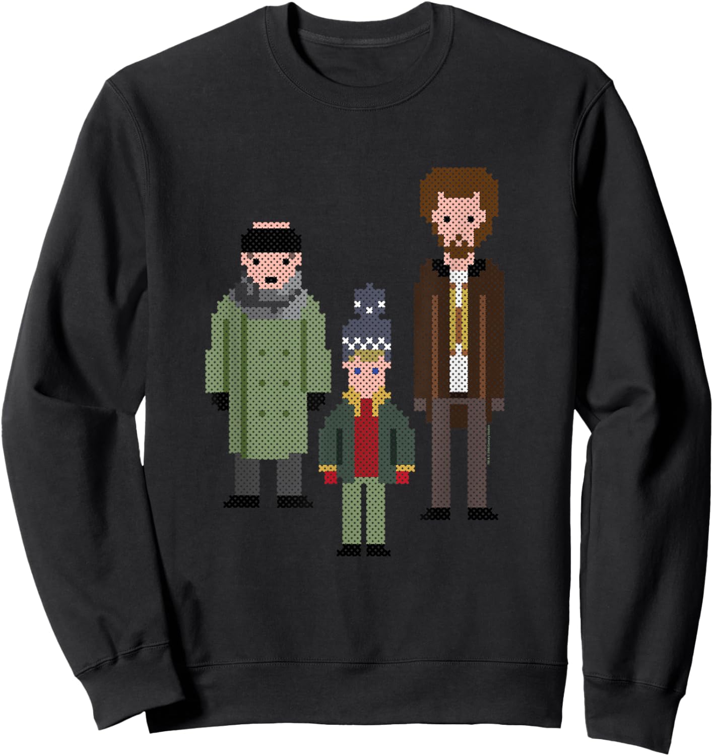 Home Alone Kevin and The Wet Bandits Cross-Stitch Pattern Sweatshirt - Sweatshirt | Black