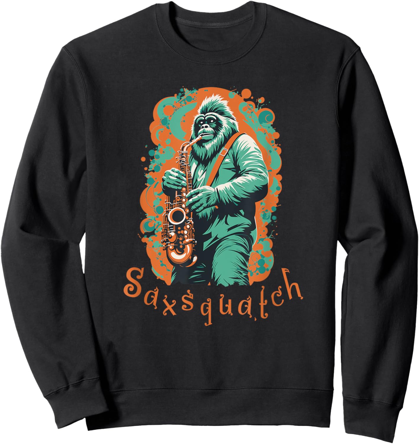 Saxsquatch Bigfoot Saxophone Player Sweatshirt - Sweatshirt | Black
