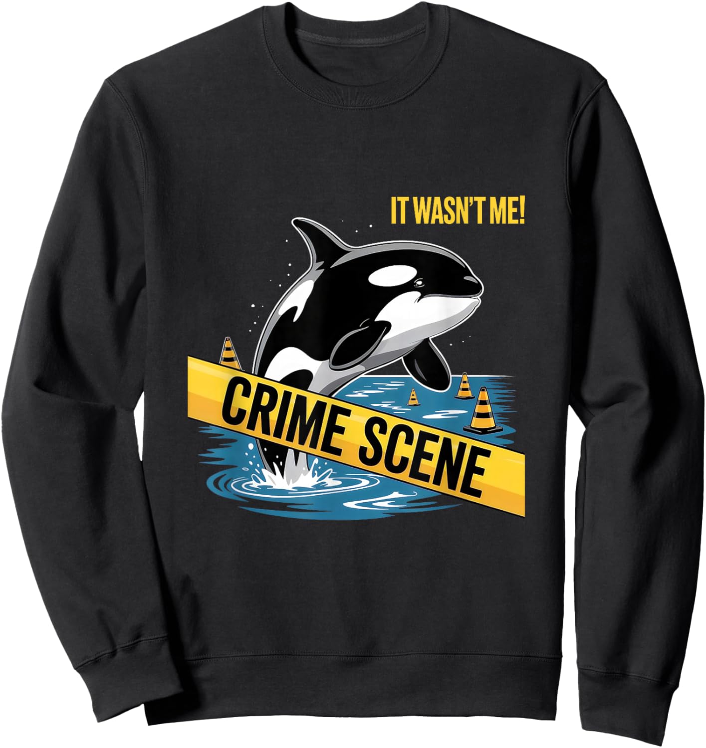 Orca Killer Whale Crime Scene Ocean Sweatshirt - Sweatshirt | Black