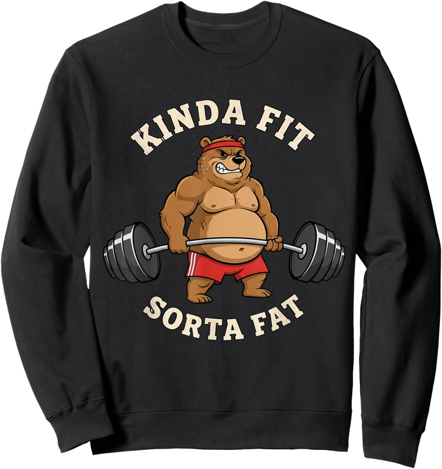 Kinda Fit Sorta Fat Lustiges Gymnastikshirt Papa BOD Bear Sweatshirt - Sweatshirt | Black