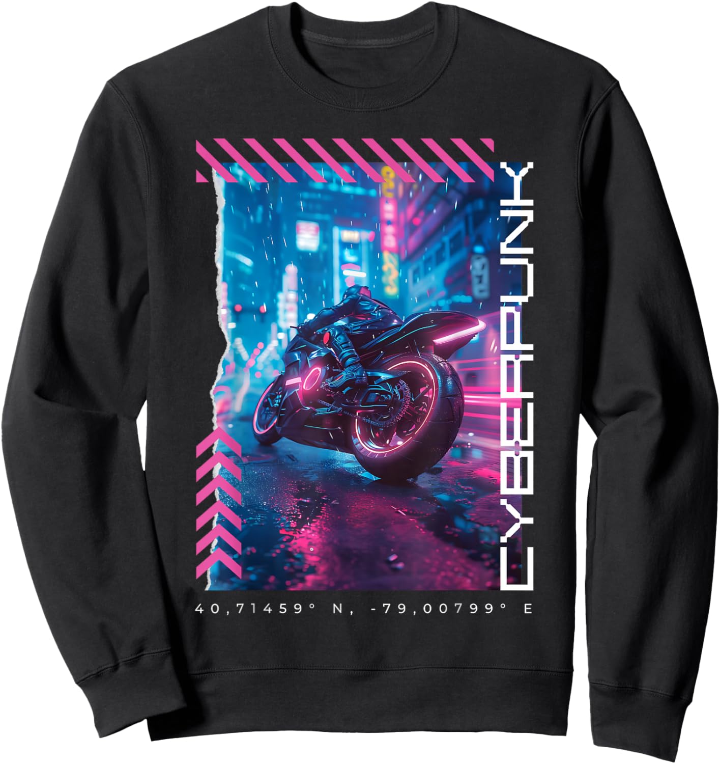 Cyberpunk Motorbike | Futuristic Tokyo Sweatshirt - Sweatshirt | Black