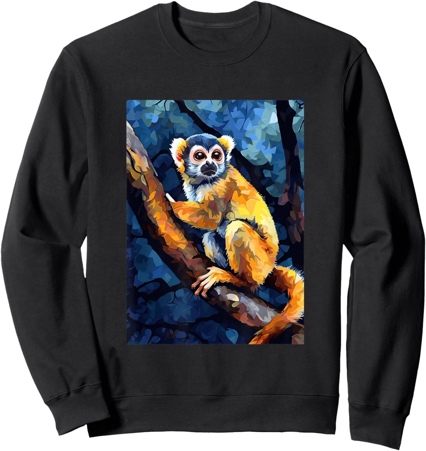 Squirrel Monkey Starry Night Painting Men Women Kids Sweatshirt - Sweatshirt | Black