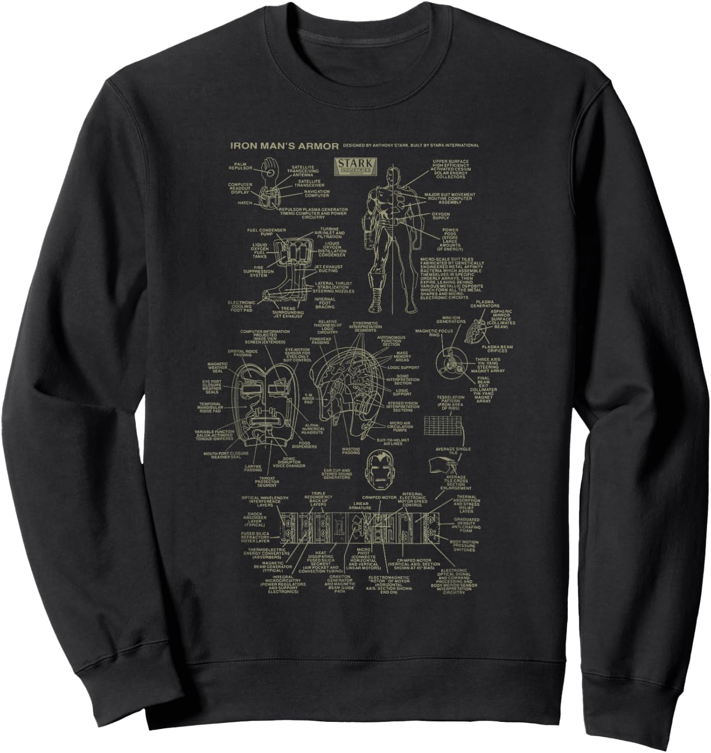 Marvel Iron Man Stark Industries Armor Details Sweatshirt - Sweatshirt | Black